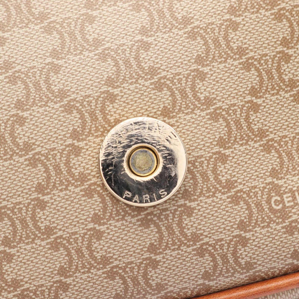 Celine Macadam Beige Brown Coated Canvas Handbag Shoulder Bag (Pre-Owned)