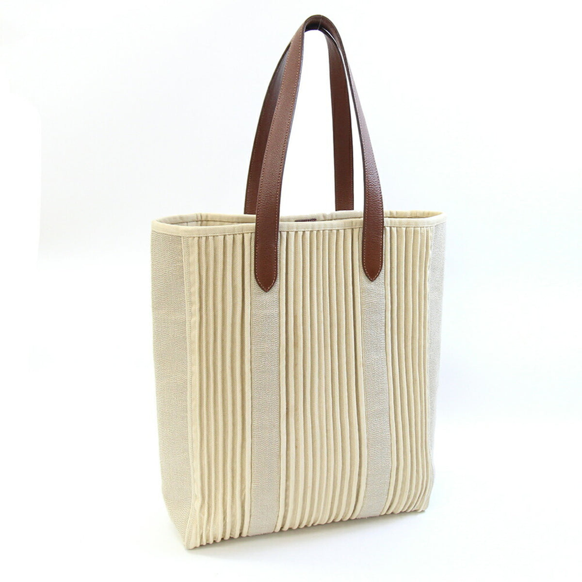 Hermes Beige Brown Canvas Tote Bag (Pre-Owned)