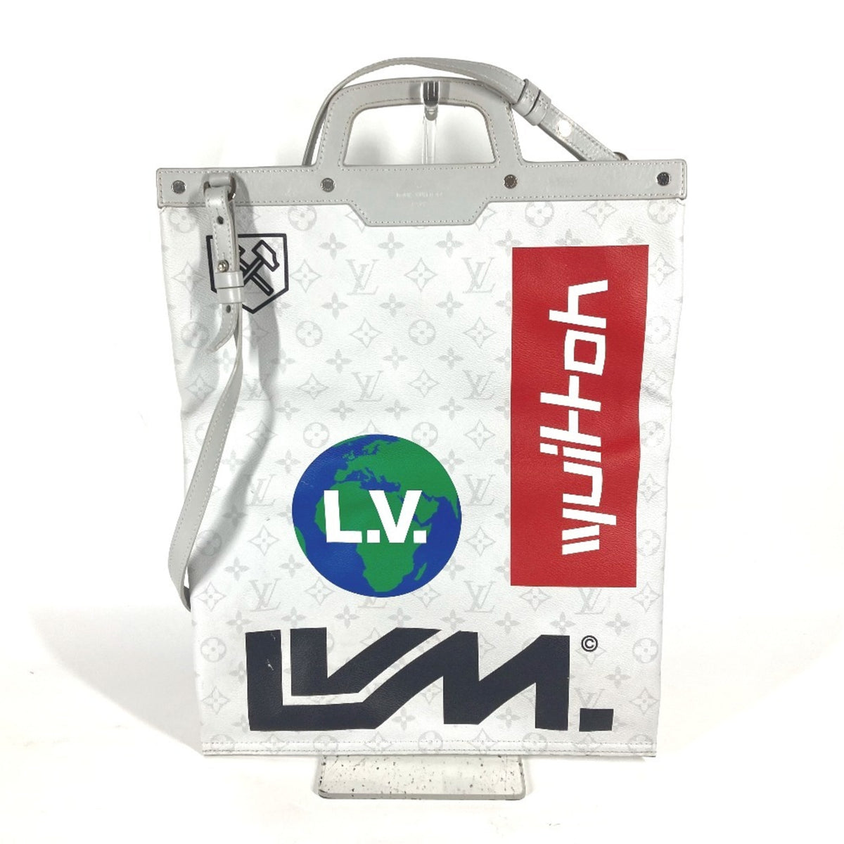 Louis Vuitton White Monogram Shoulder Bag Tote Bag (Pre-Owned)