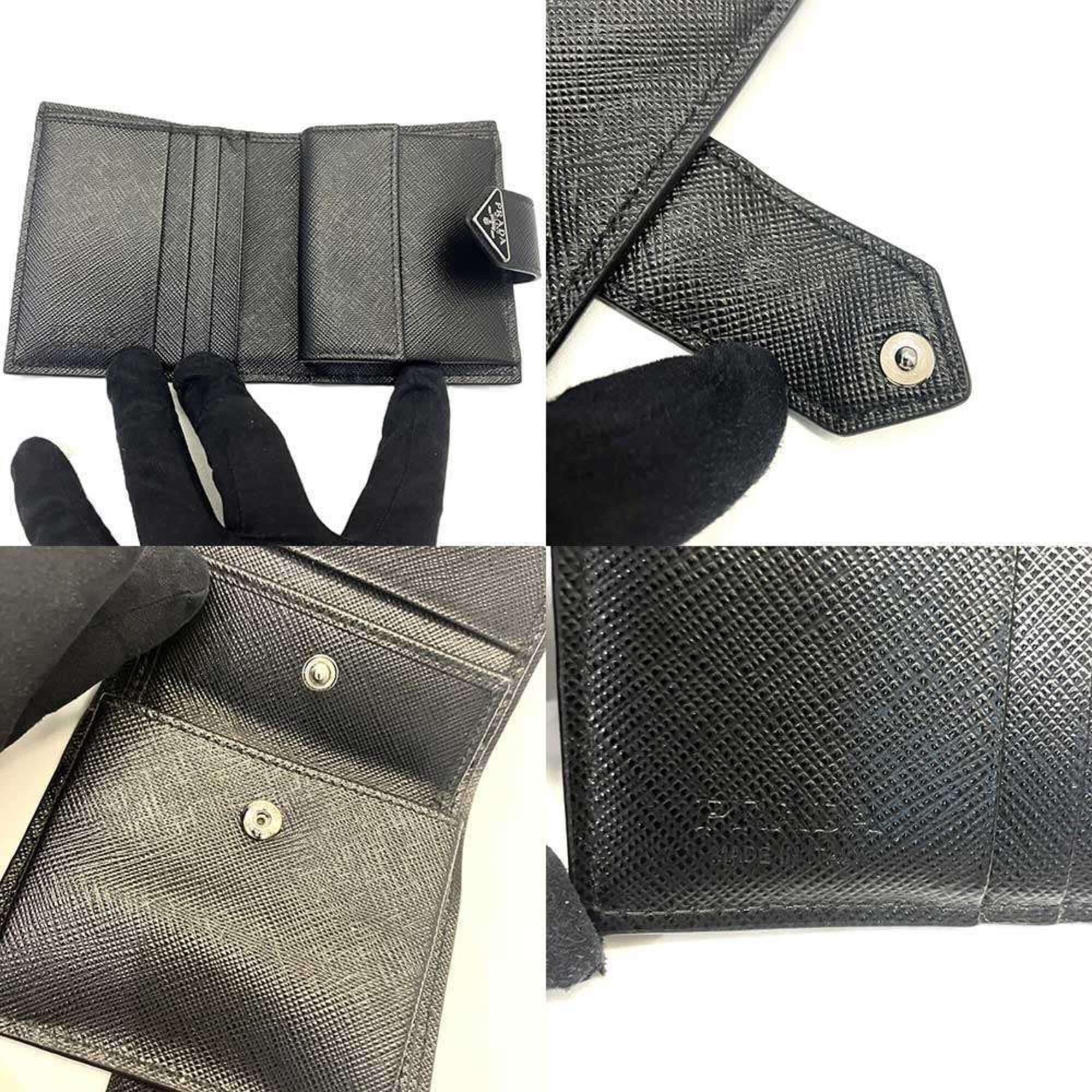 Prada Saffiano Black Leather Wallet (Bi-Fold) (Pre-Owned)