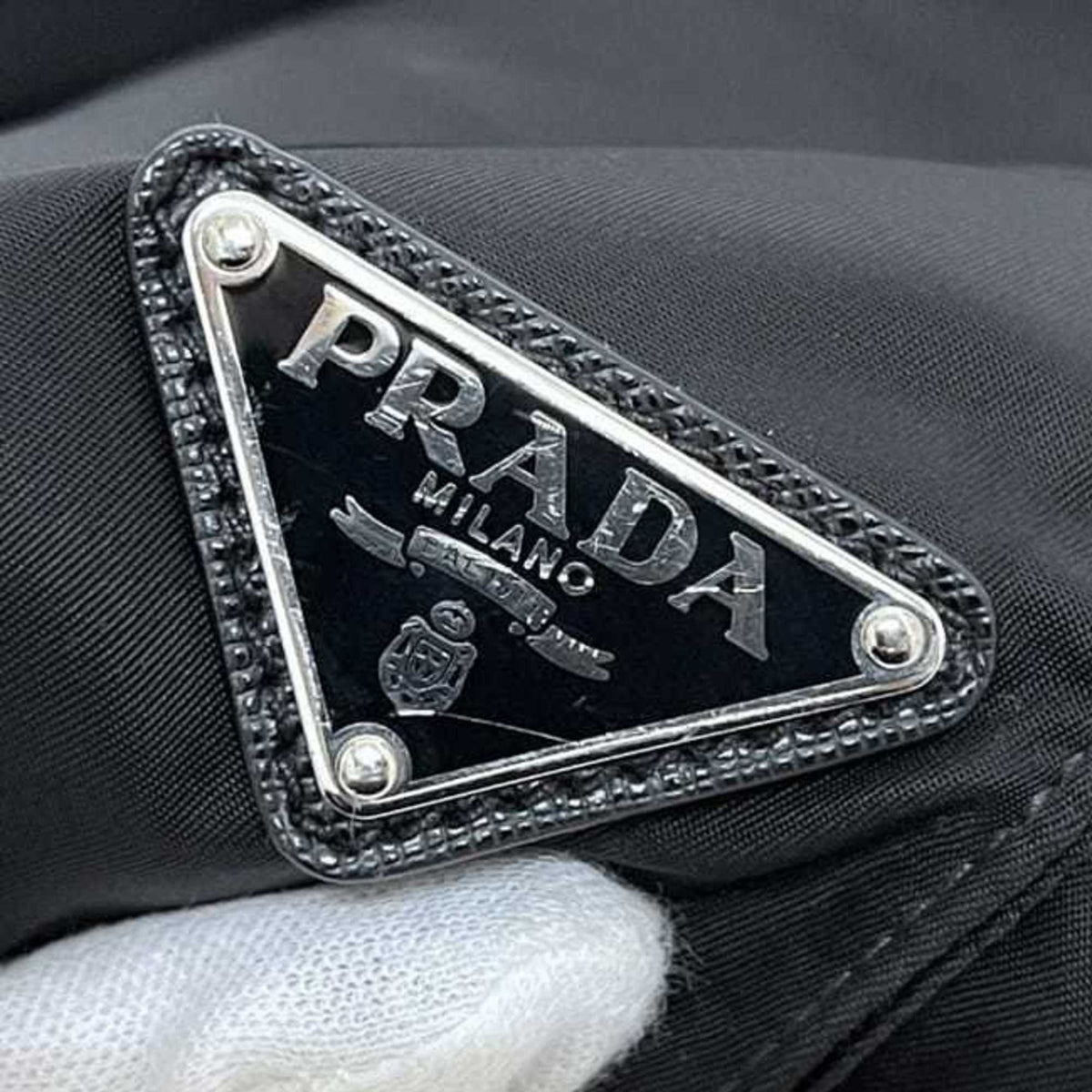 Prada Black Nero Nylon Leather Tote Bag (Pre-Owned)