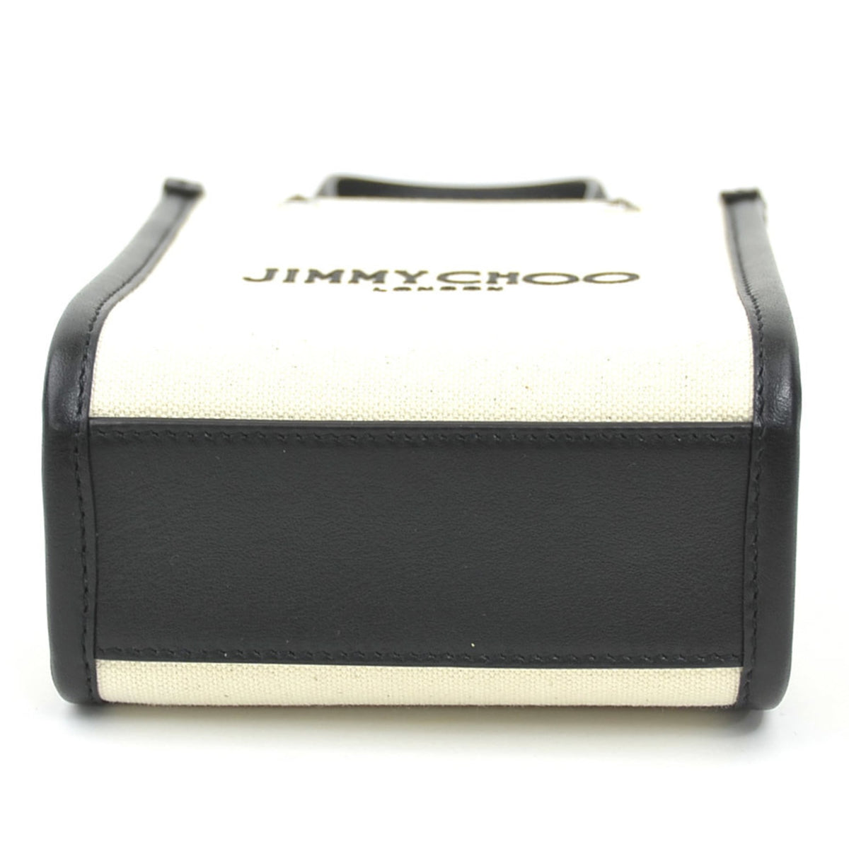 Jimmy Choo Black Ivory Canvas Leather Shoulder Bag (Pre-Owned)