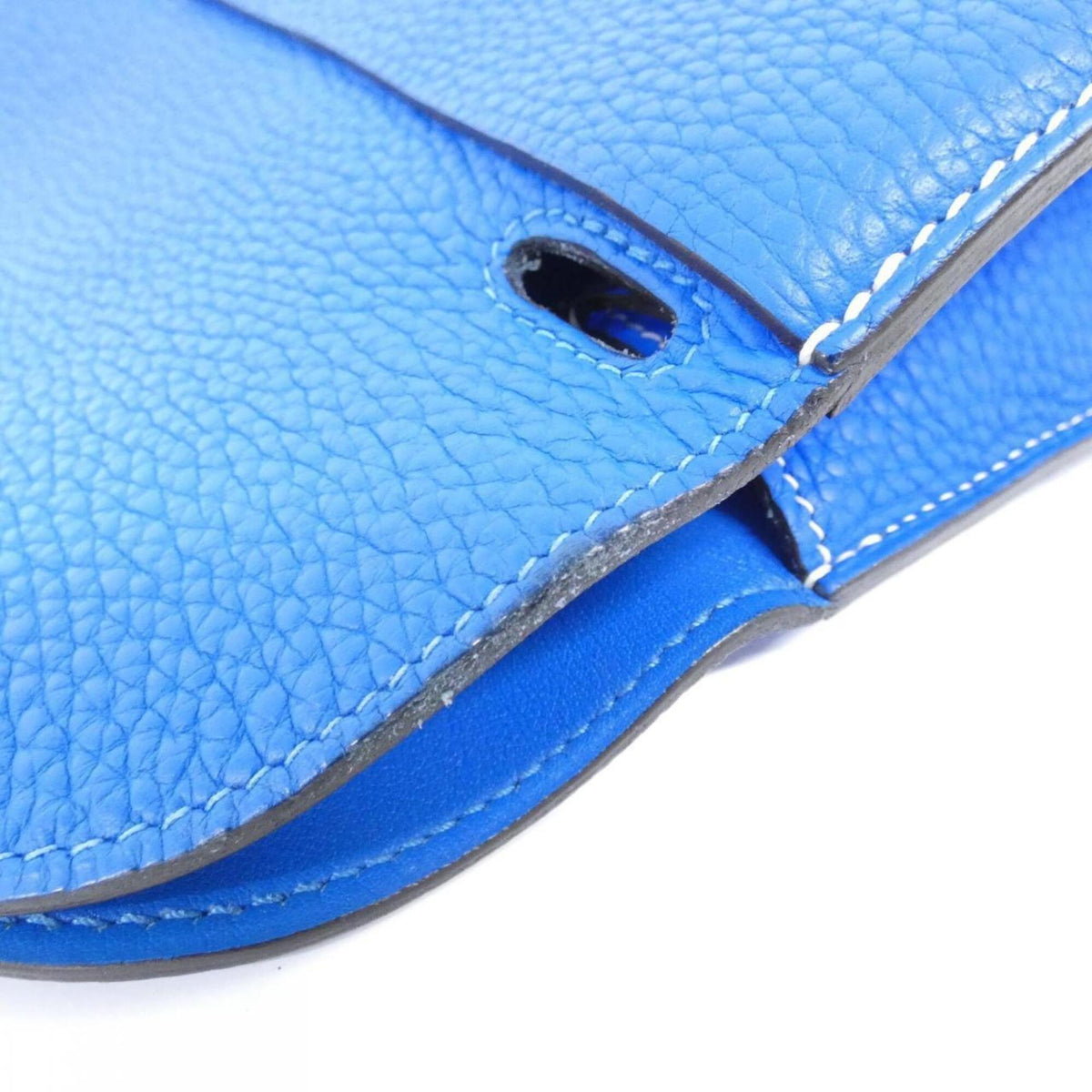 Hermes Blue Hydra Taurillon Clemence Leather Handbag (Pre-Owned)