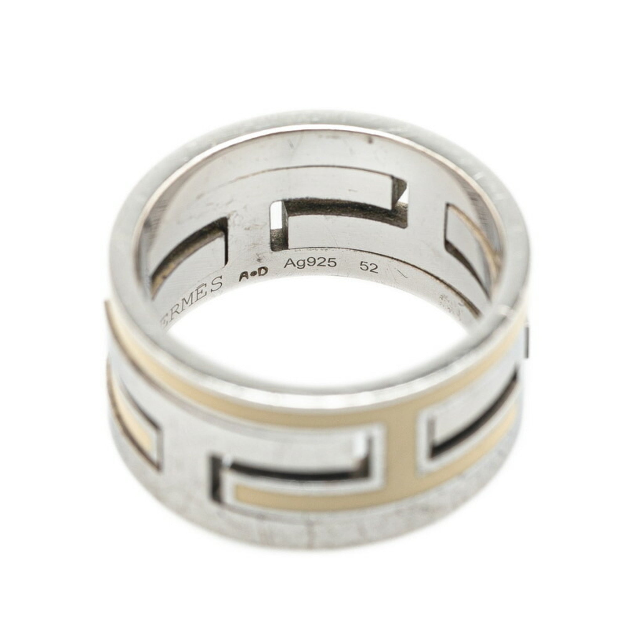 Hermes Silver Silver 925 Band Ring (Pre-Owned)