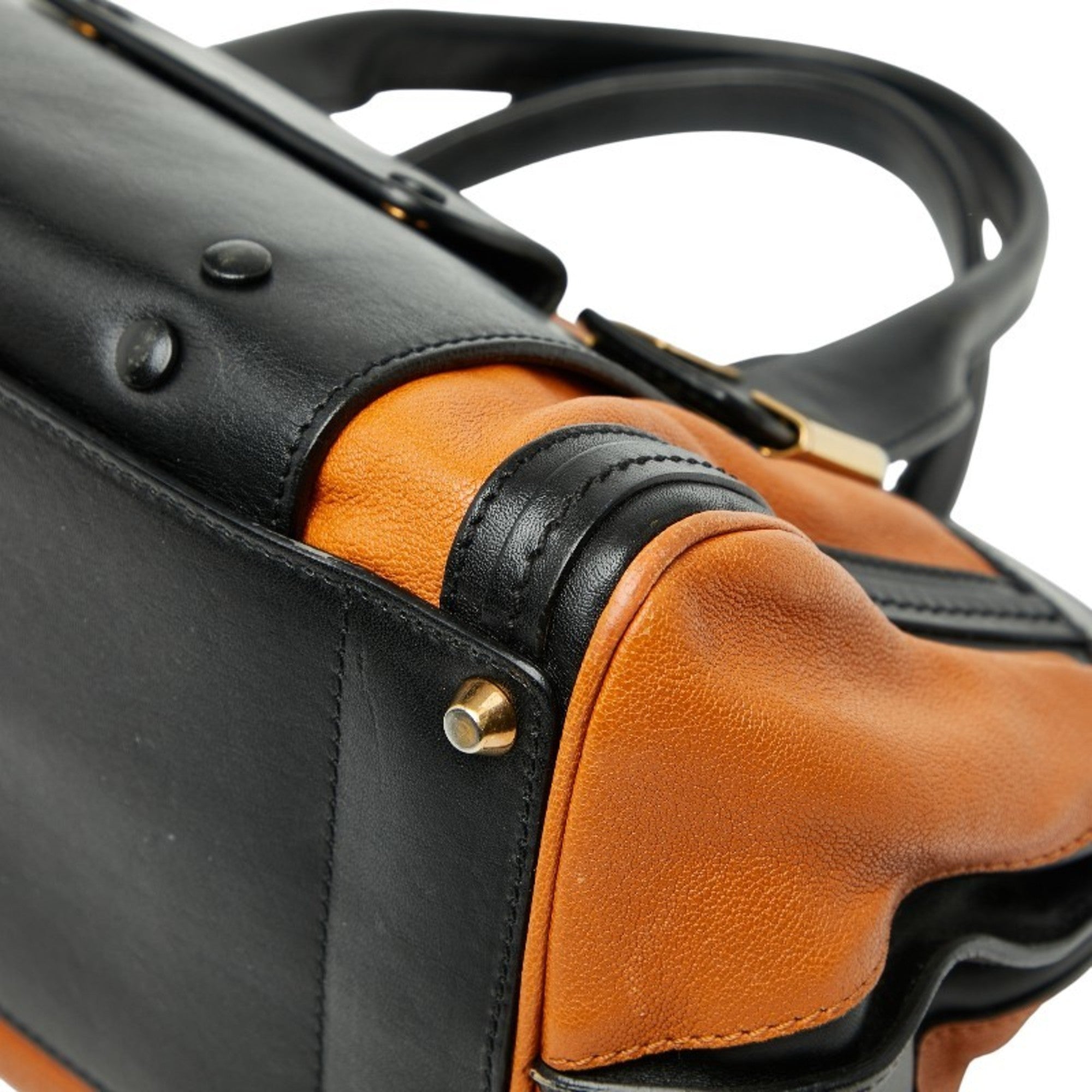 Chloé Black Brown Leather Shoulder Bag Tote Bag (Pre-Owned)