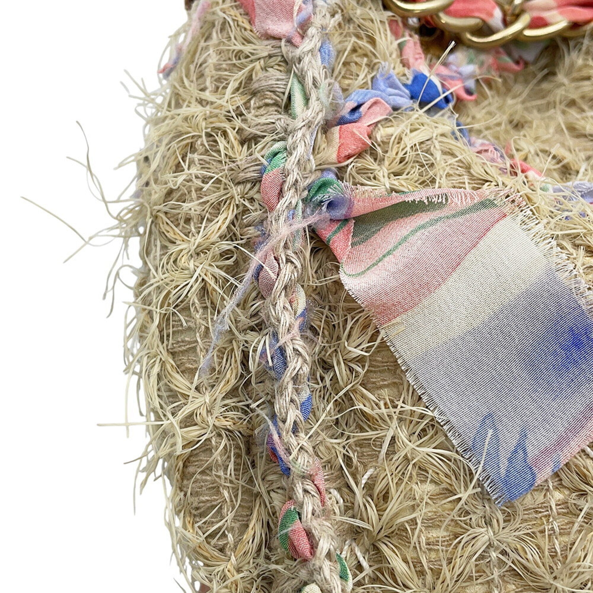 Chanel Beige Multi-Color Raffia Handbag Shoulder Bag (Pre-Owned)