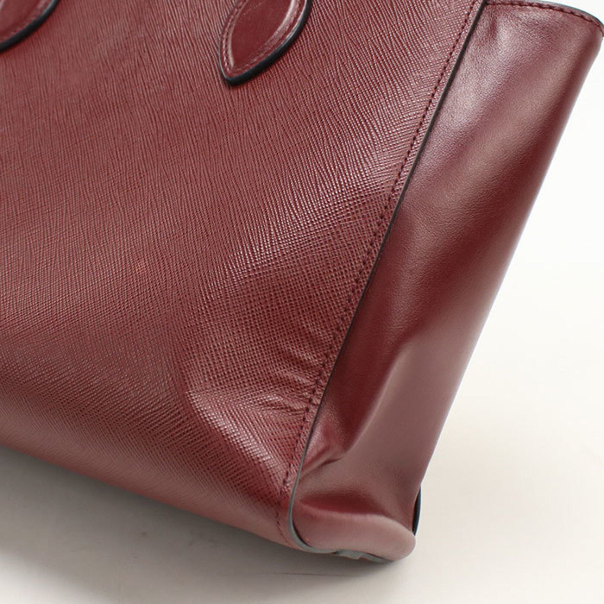 Prada Red Color Wine Leather Tote Bag (Pre-Owned)