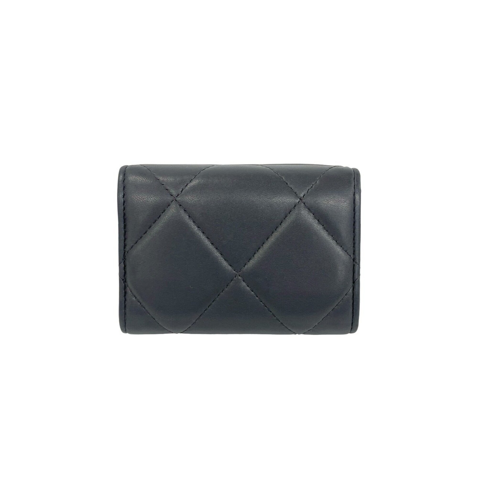 Chanel Gray Leather Wallet (Tri-Fold) (Pre-Owned)