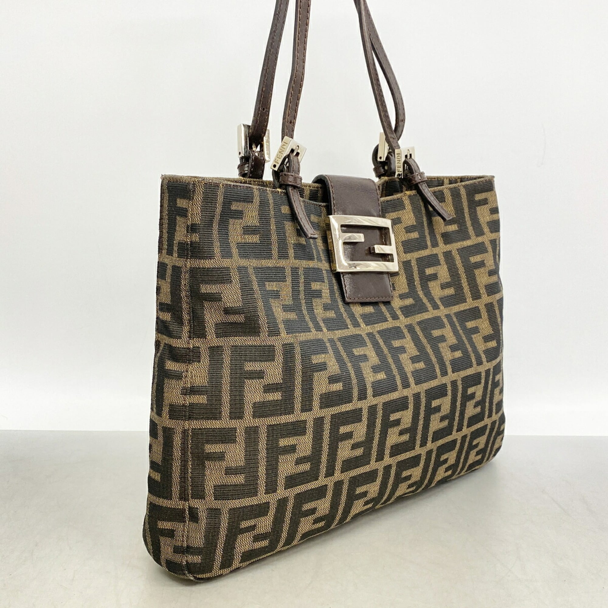 Fendi Brown Nylon Canvas Shoulder Bag (Pre-Owned)
