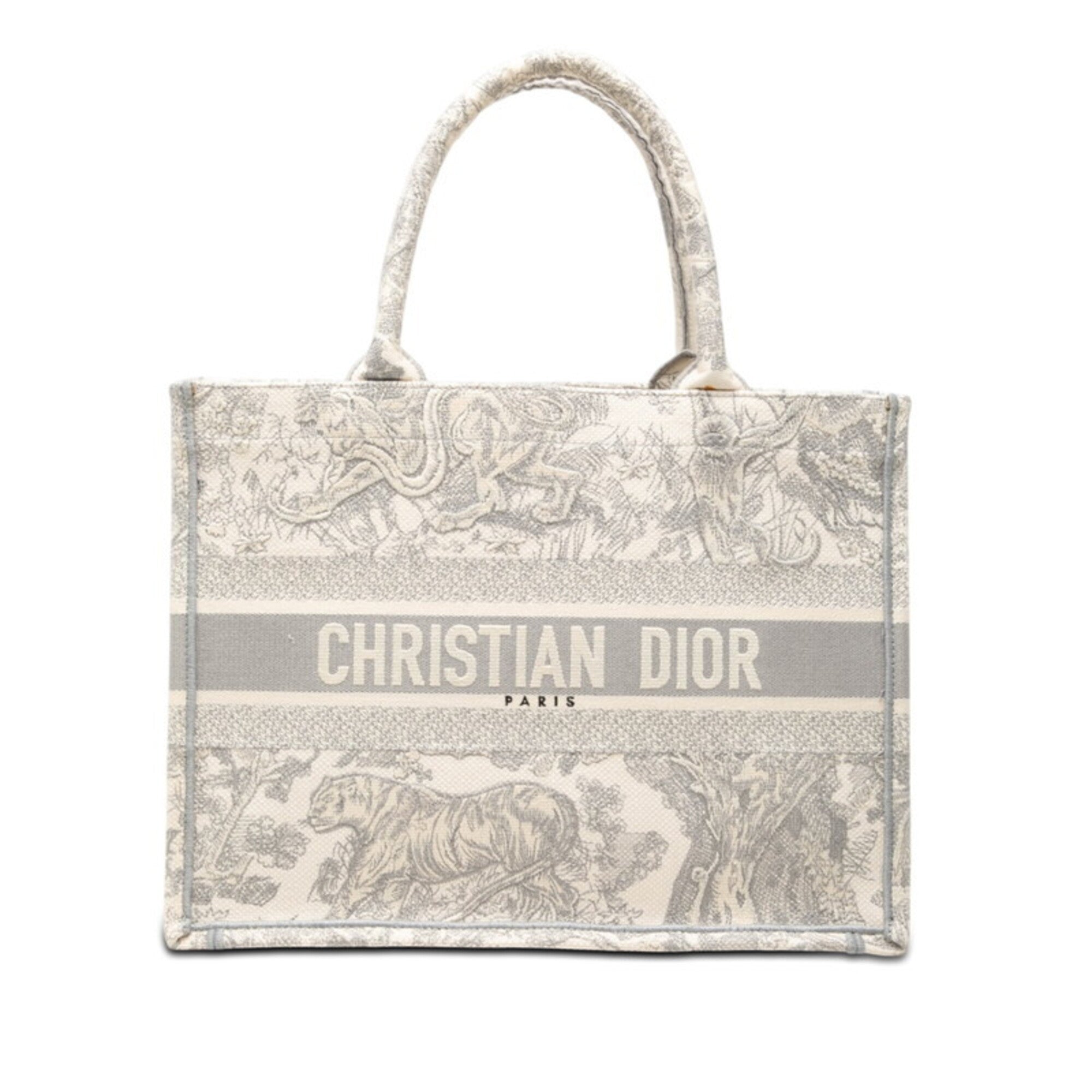 Christian Dior Gray Ivory Canvas Tote Bag (Pre-Owned)