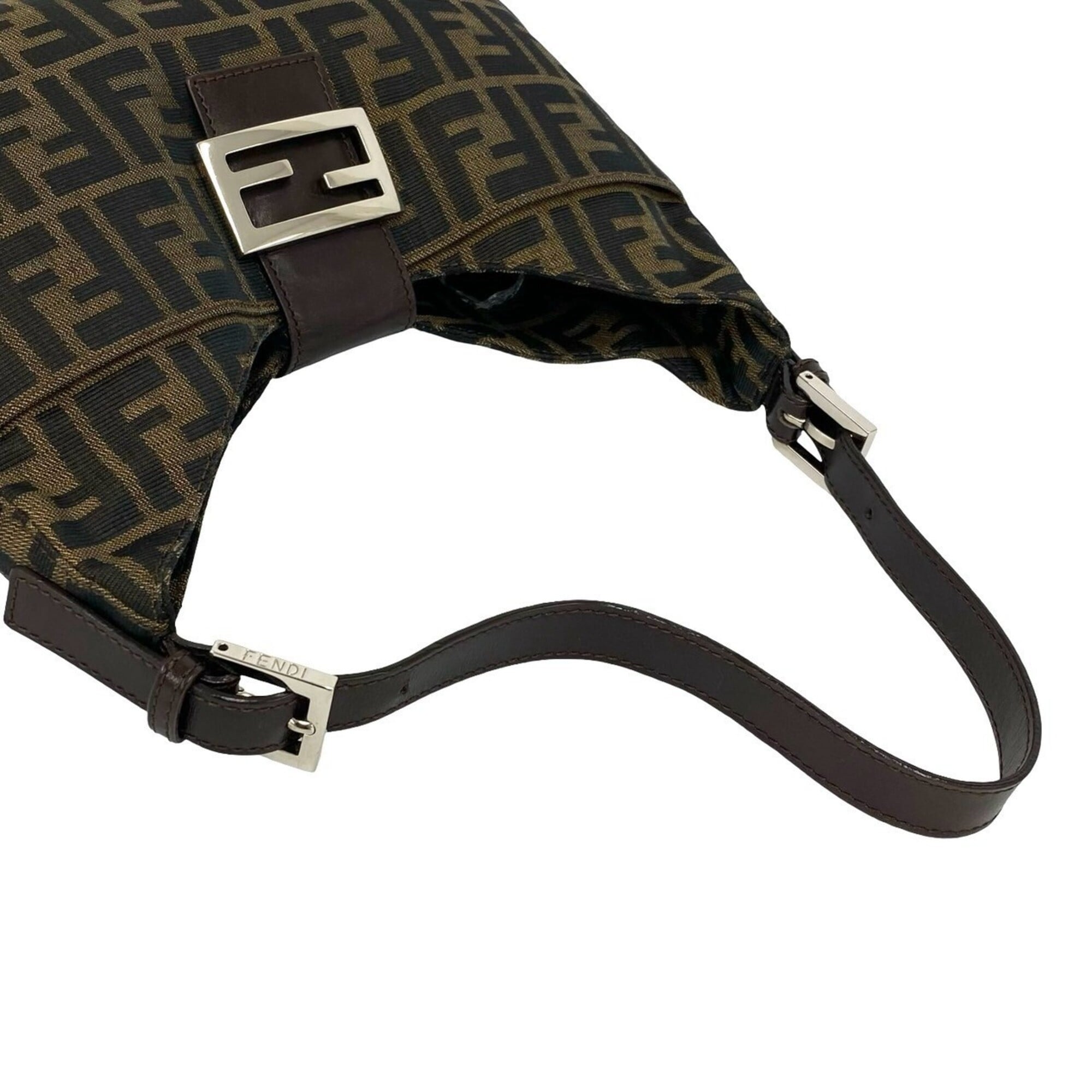 Fendi Brown Canvas Leather Handbag Shoulder Bag (Pre-Owned)