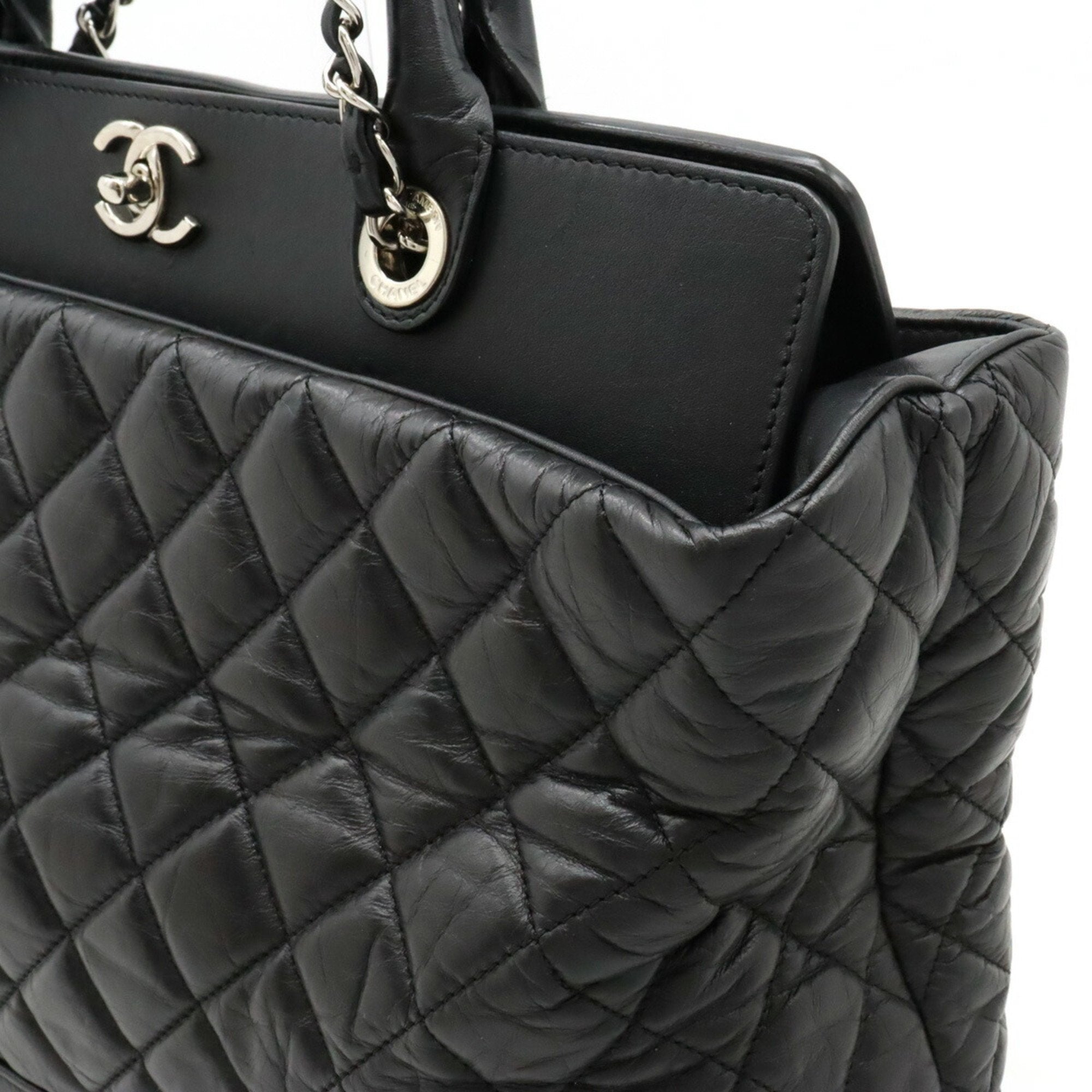 Chanel Black Leather Shoulder Bag Tote Bag (Pre-Owned)