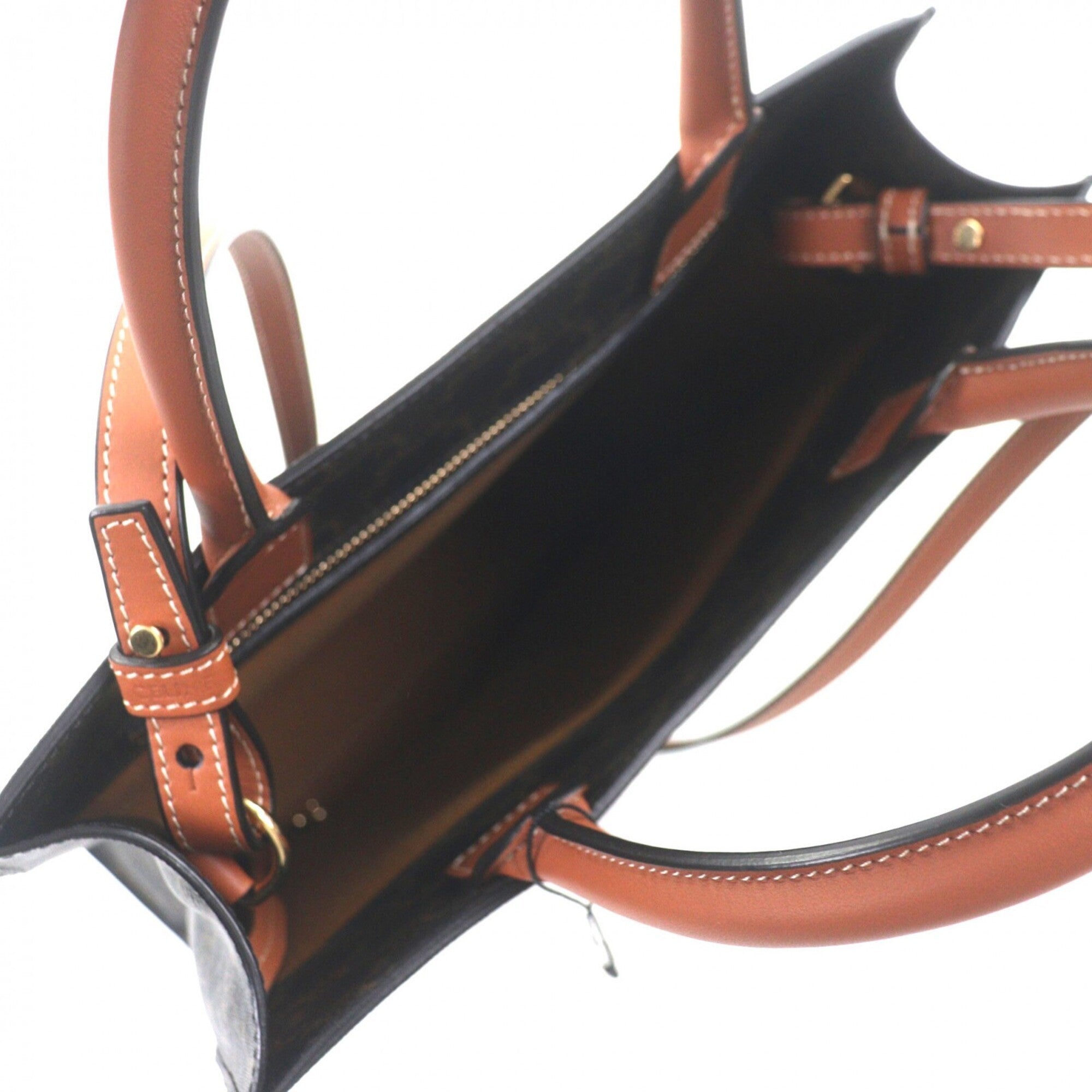 Celine Dark Brown Canvas Leather Tote Bag (Pre-Owned)