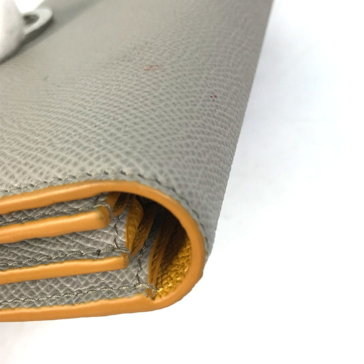Bvlgari Gray Yellow Leather Long Wallet (Bi-Fold) (Pre-Owned)