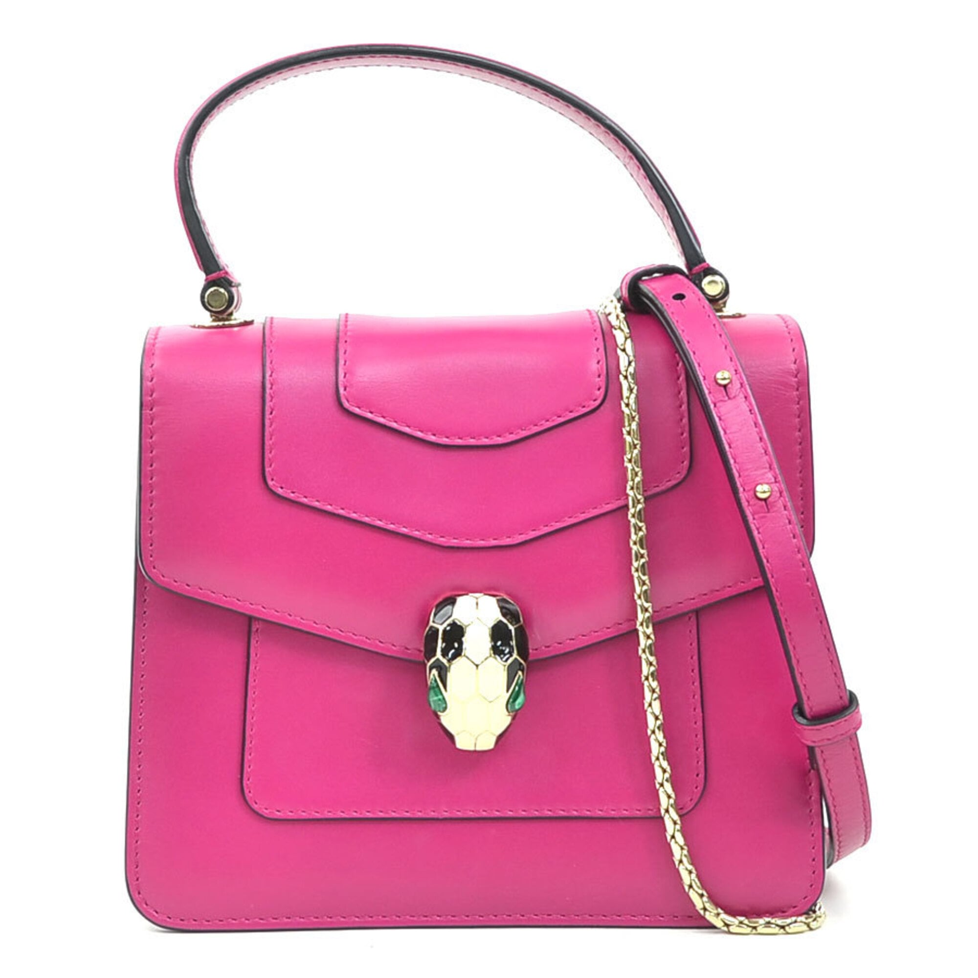 Bvlgari Pink Leather Handbag Shoulder Bag (Pre-Owned)