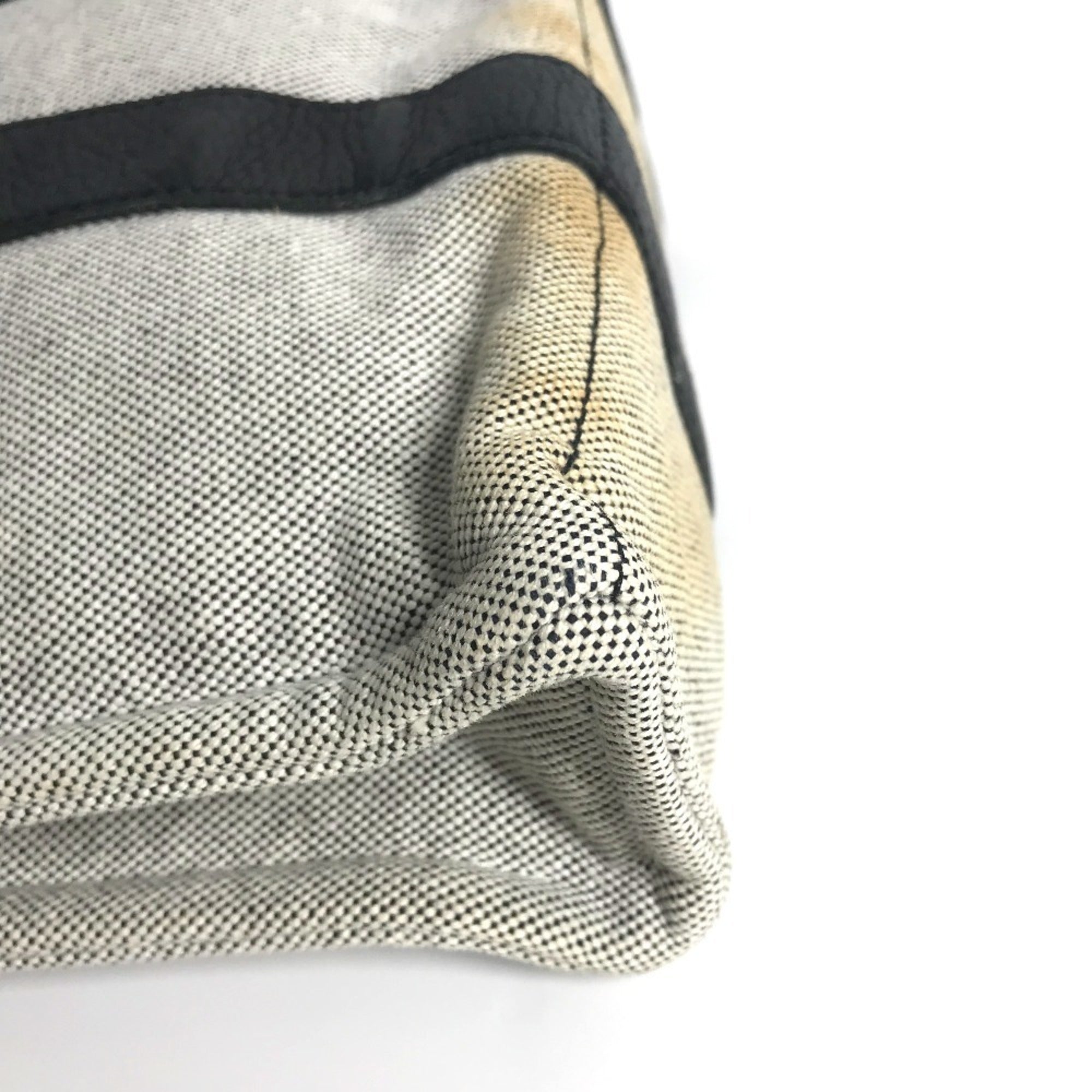 Hermes Black Gray Toile H Leather Handbag Tote Bag (Pre-Owned)