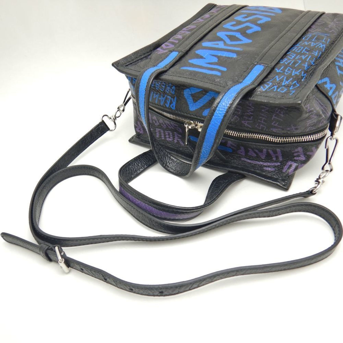 Balenciaga Black Blue Leather Handbag (Pre-Owned)