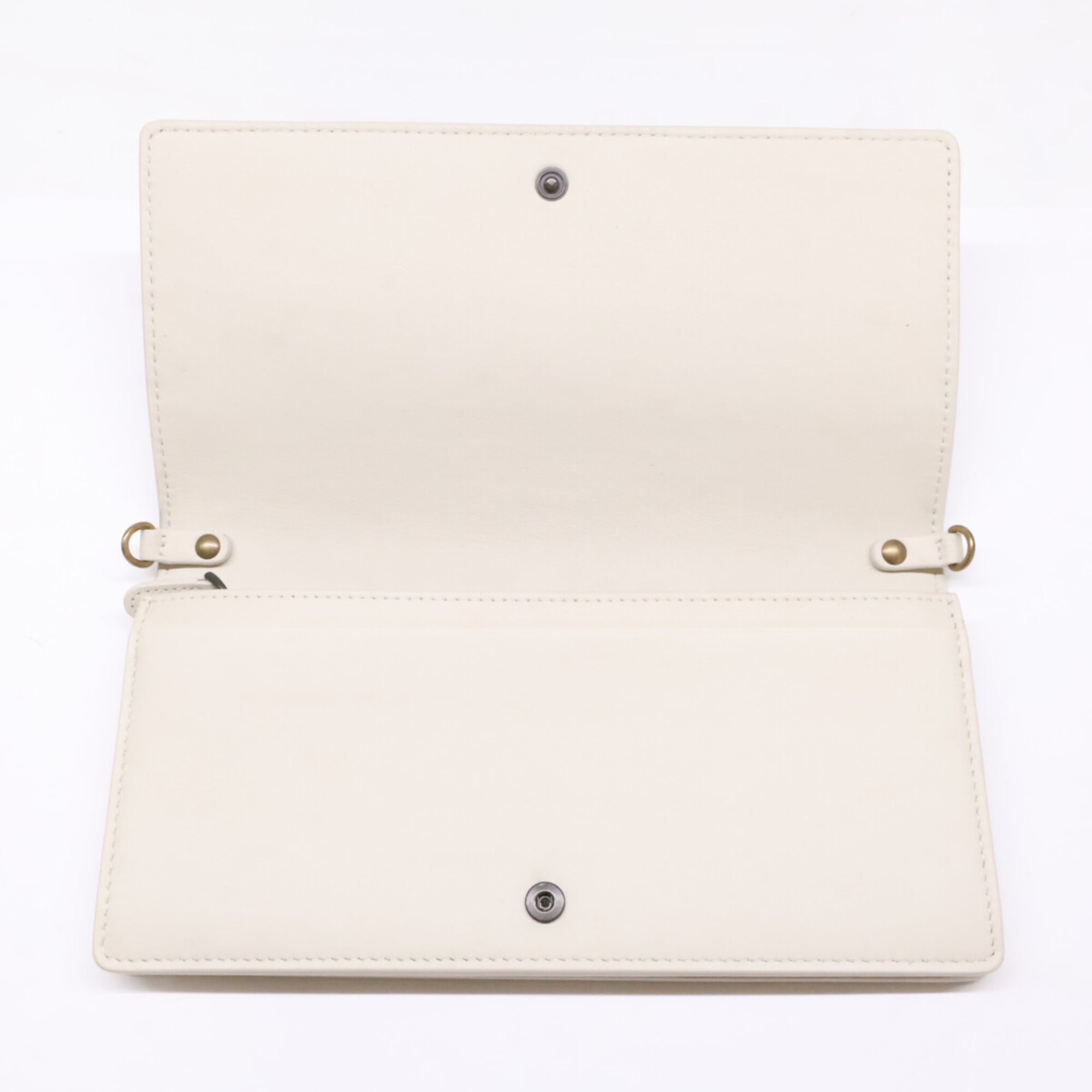 Bottega Veneta Ivory Leather Chain/Shoulder Wallet (Pre-Owned)
