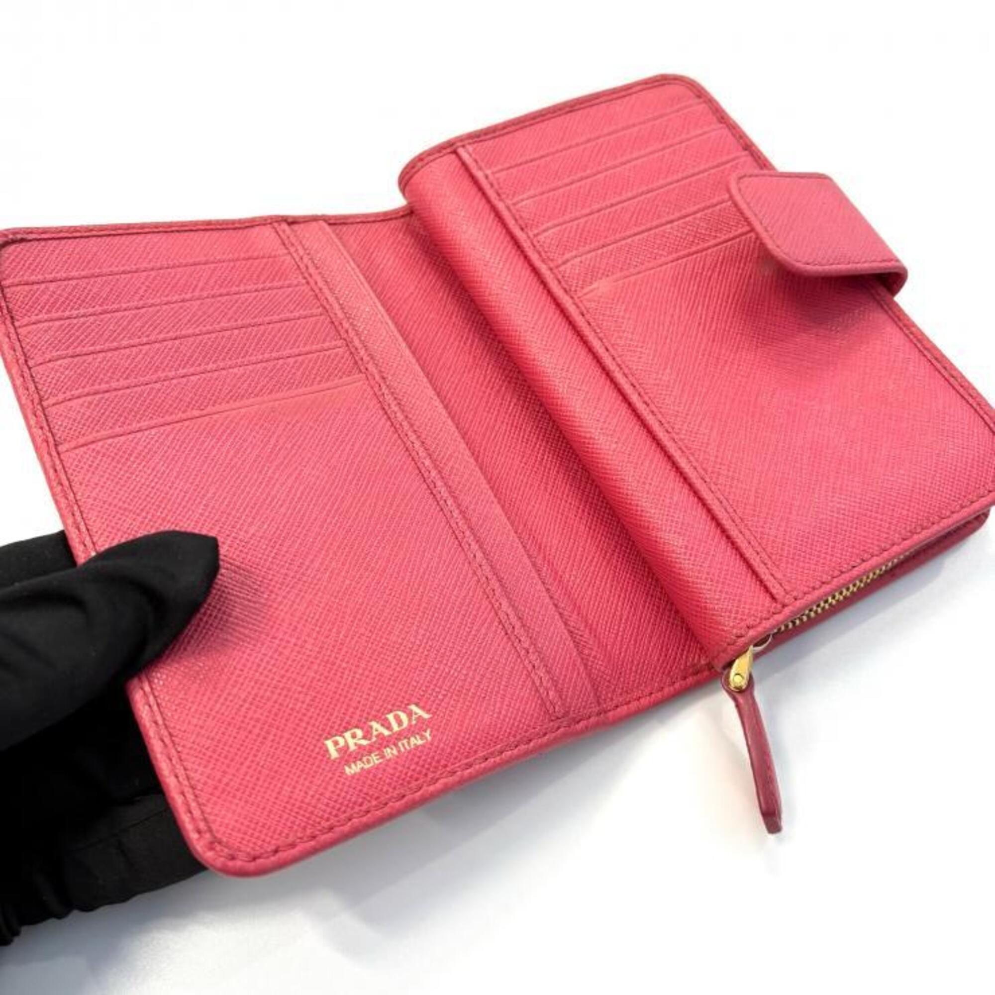 Prada Pink Saffiano Metal Wallet (Bi-Fold) (Pre-Owned)