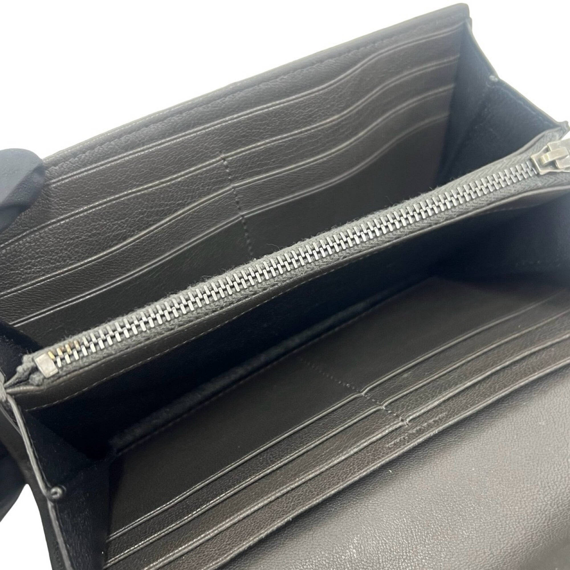 Saint Laurent Gray Leather Long Wallet (Bi-Fold) (Pre-Owned)