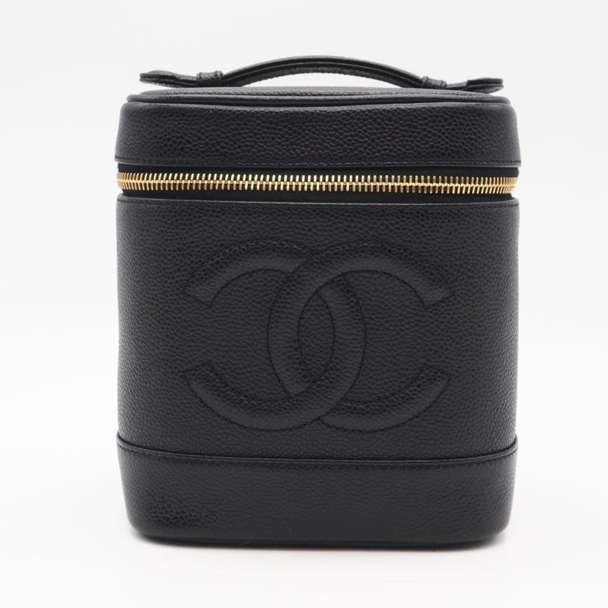 Chanel Black Leather Handbag Vanity Bag (Pre-Owned)