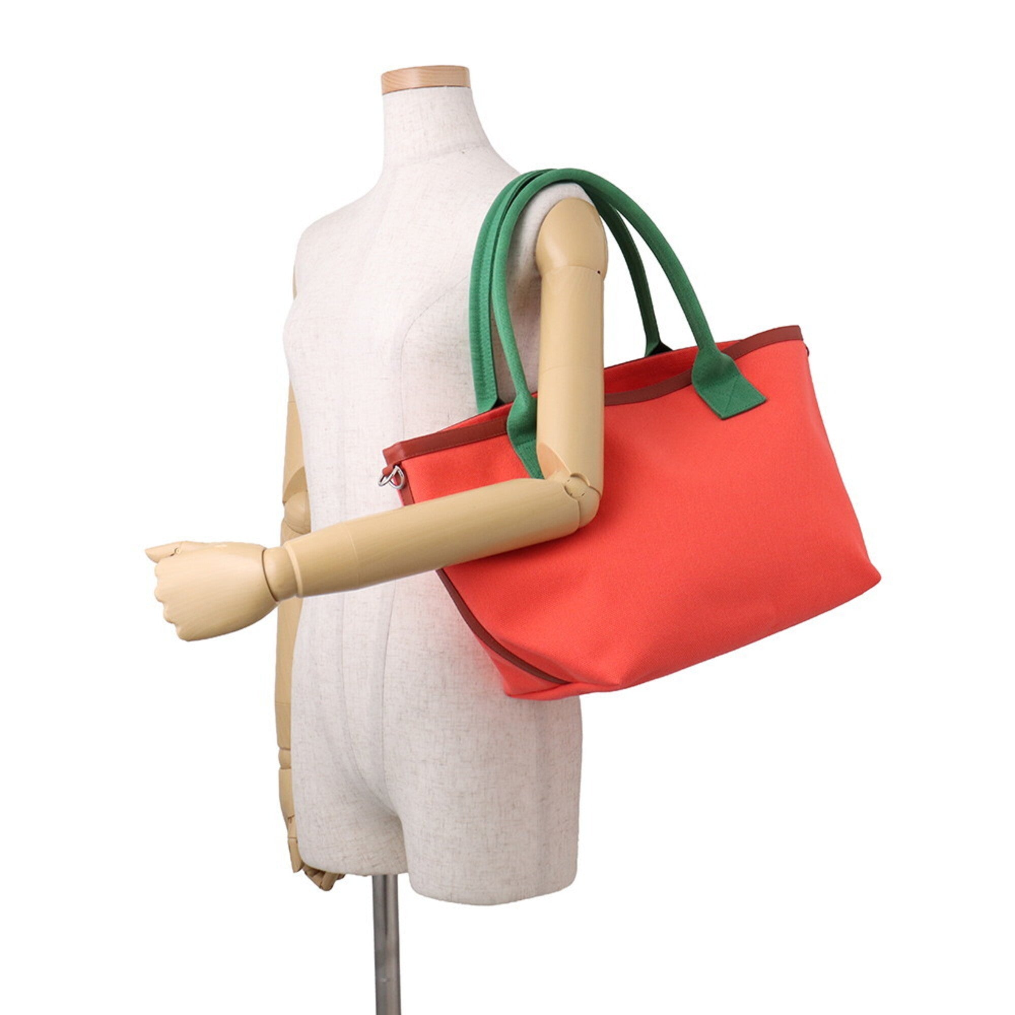 Hermes Green Orange Canvas Epsom Leather Tote Bag (Pre-Owned)