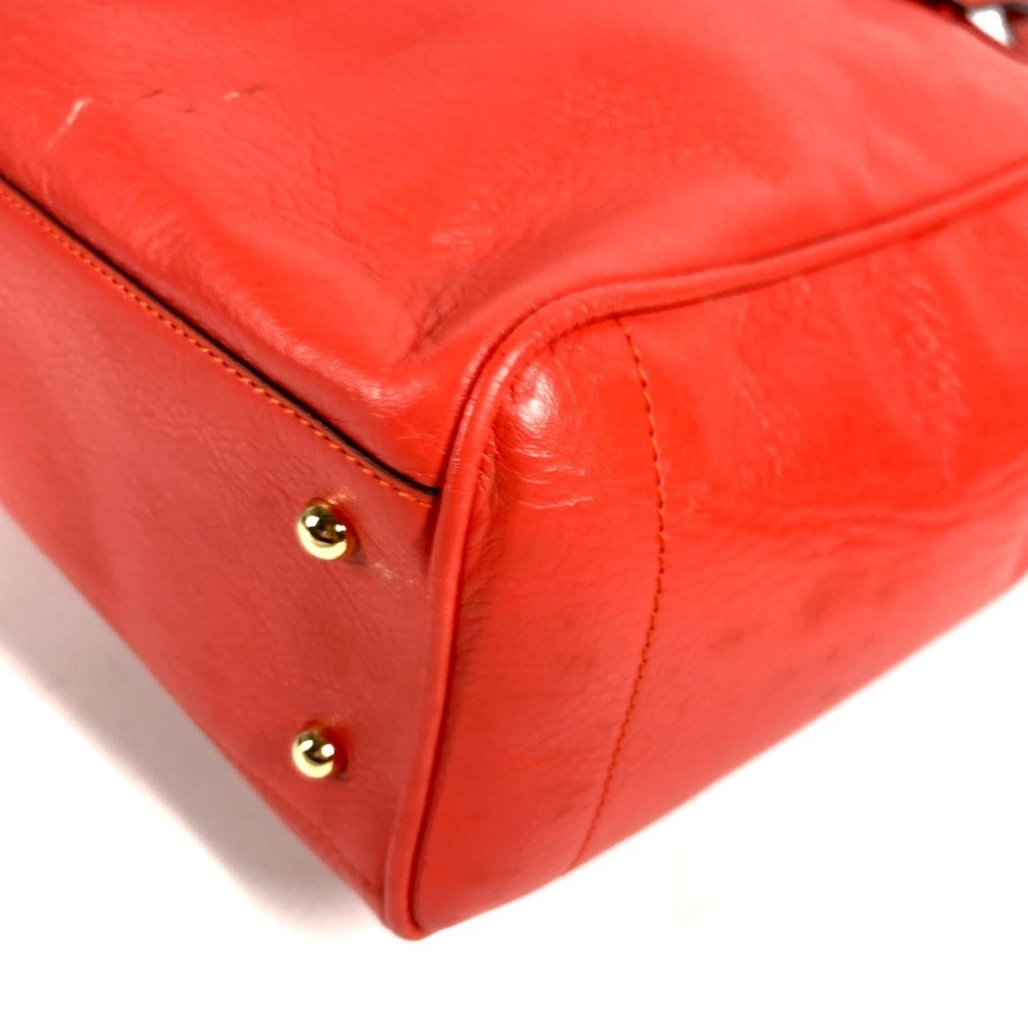 Loewe Orange Red Leather Shoulder Bag Tote Bag (Pre-Owned)