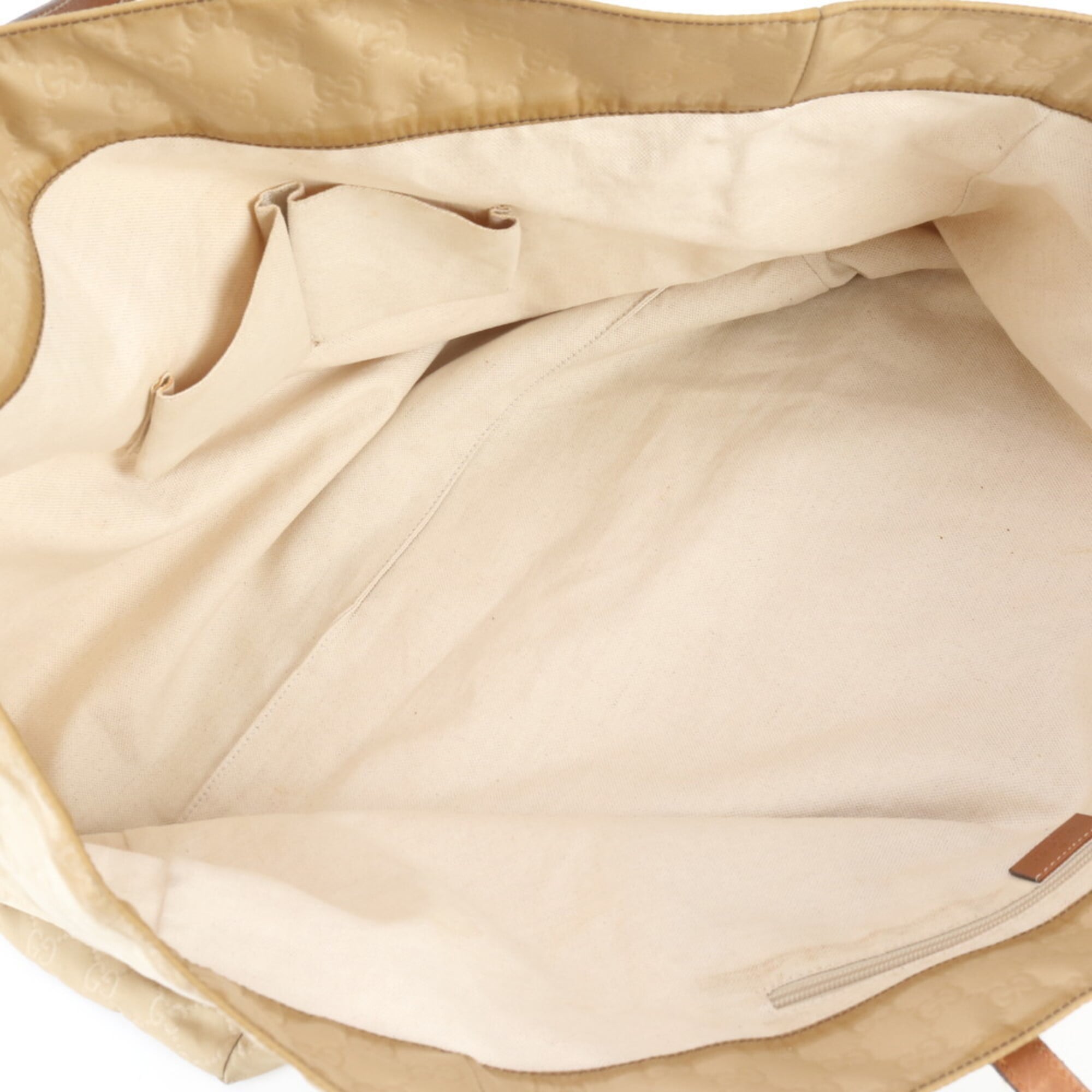 Gucci Beige Nylon Leather Handbag Tote Bag (Pre-Owned)