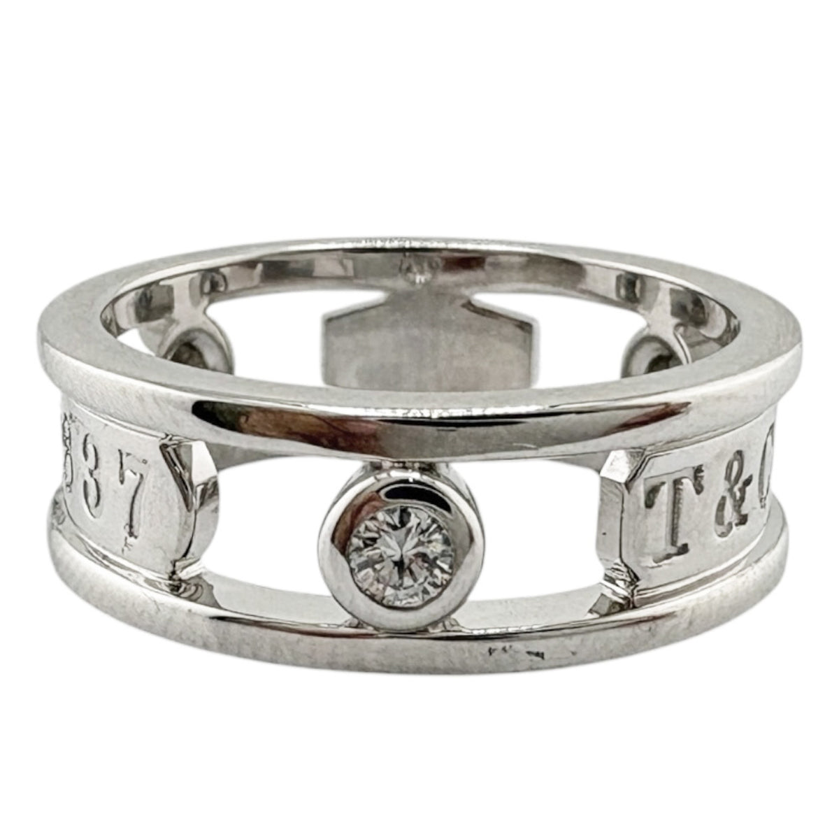 Tiffany Silver White Gold (18K) Band Ring (Pre-Owned)