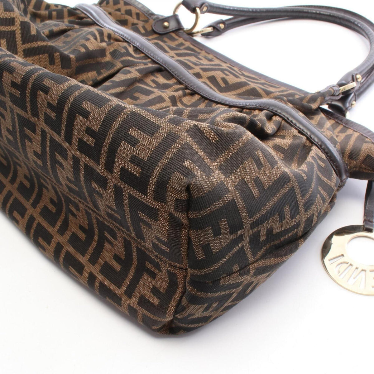 Fendi Brown Canvas Leather Handbag Shoulder Bag (Pre-Owned)
