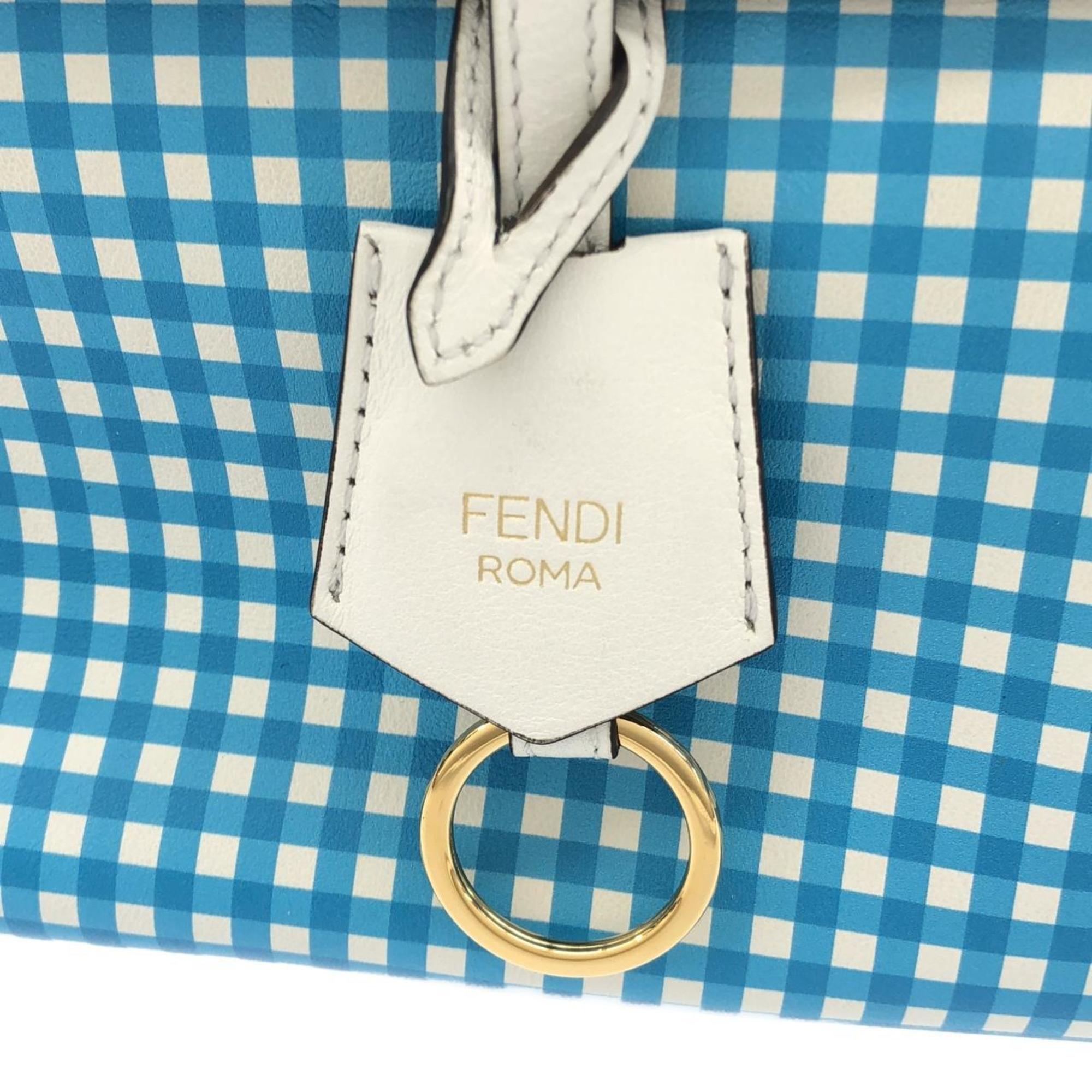 Fendi Blue White Leather Handbag (Pre-Owned)