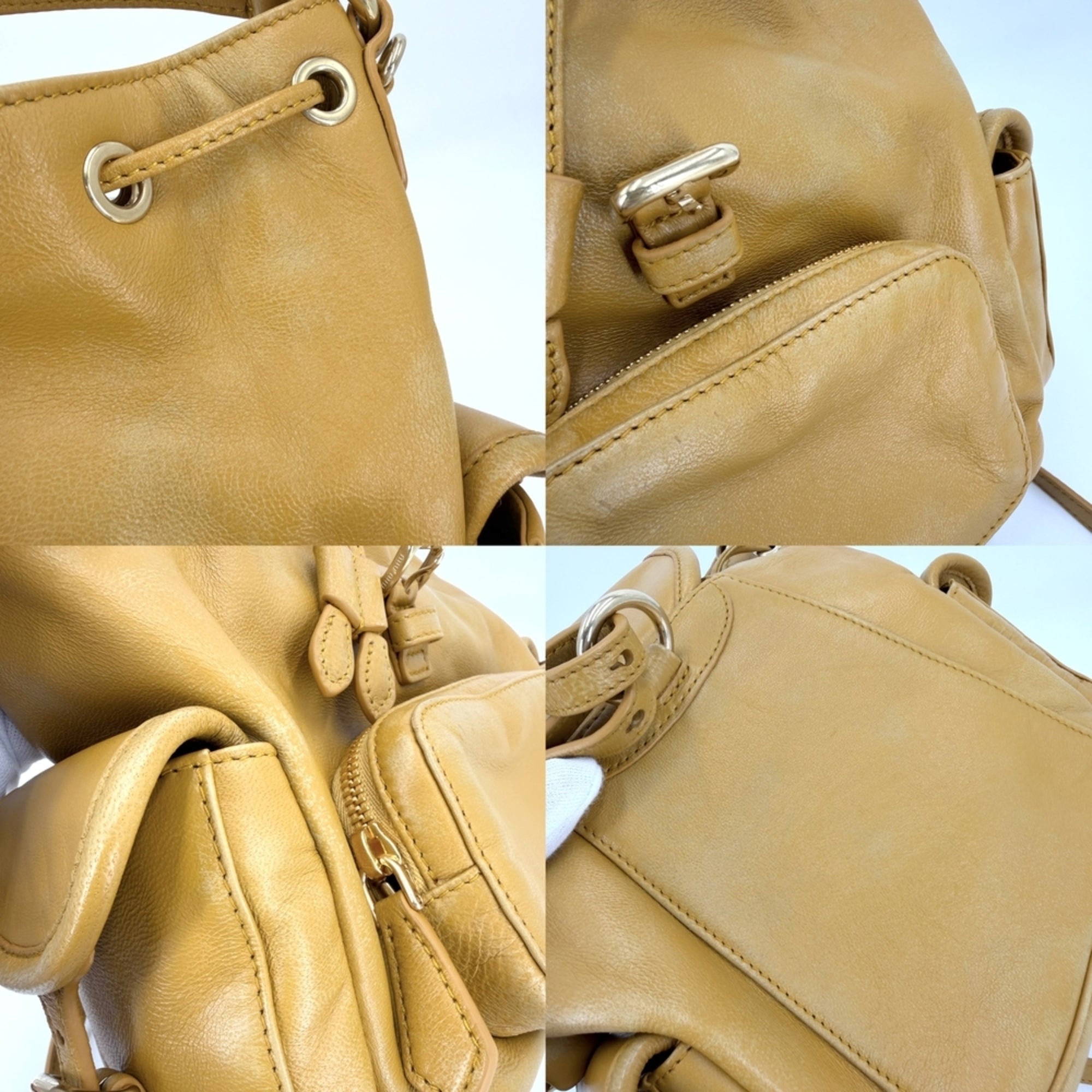 Miu Miu Yellow Leather Backpack Handbag (Pre-Owned)