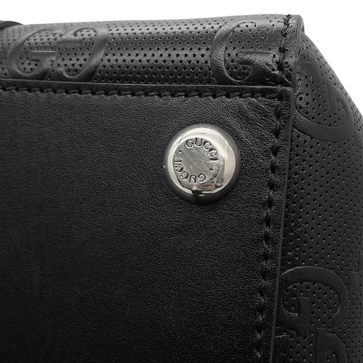 Gucci Black Leather Handbag Tote Bag (Pre-Owned)