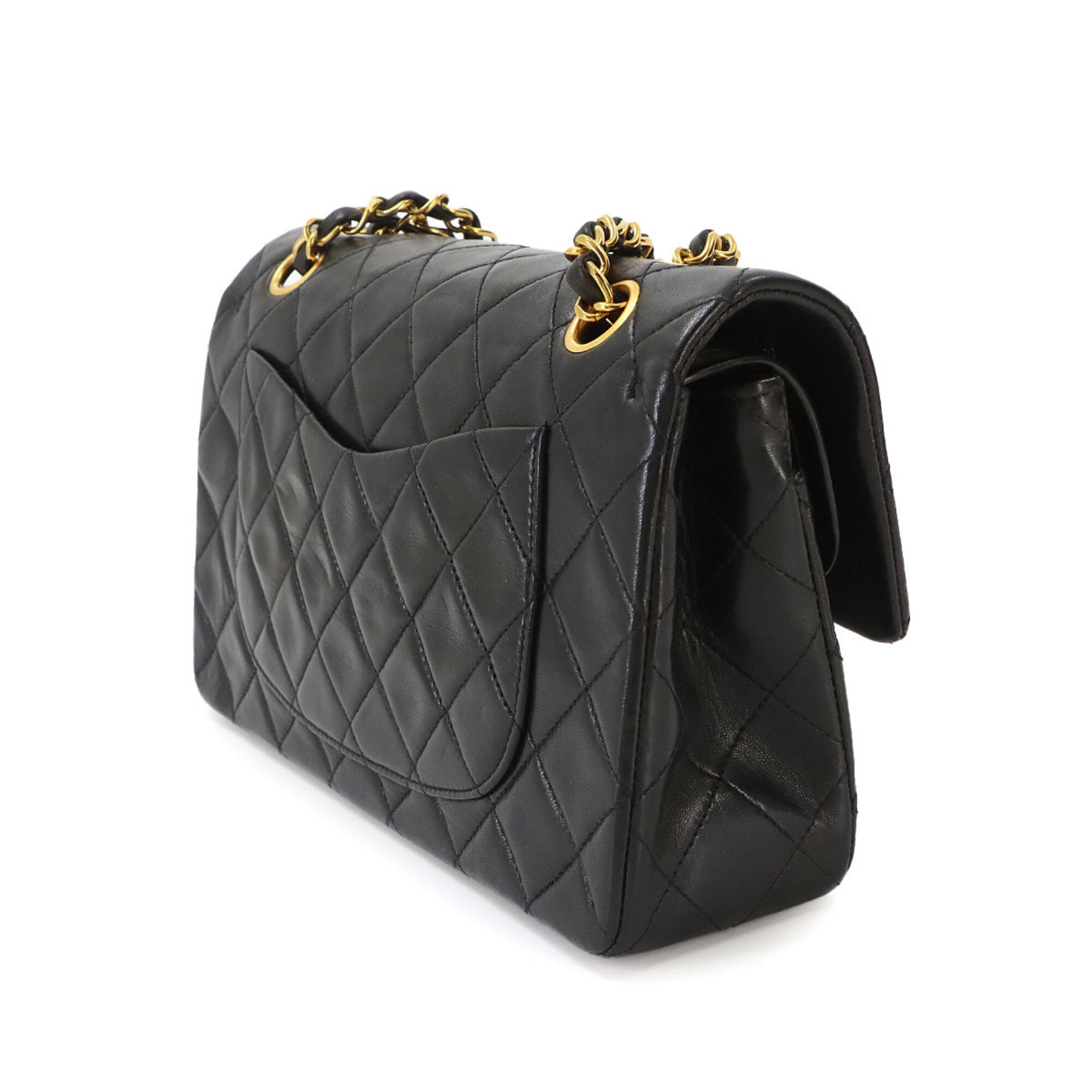 Chanel Matelasse Black Leather Handbag Shoulder Bag (Pre-Owned)