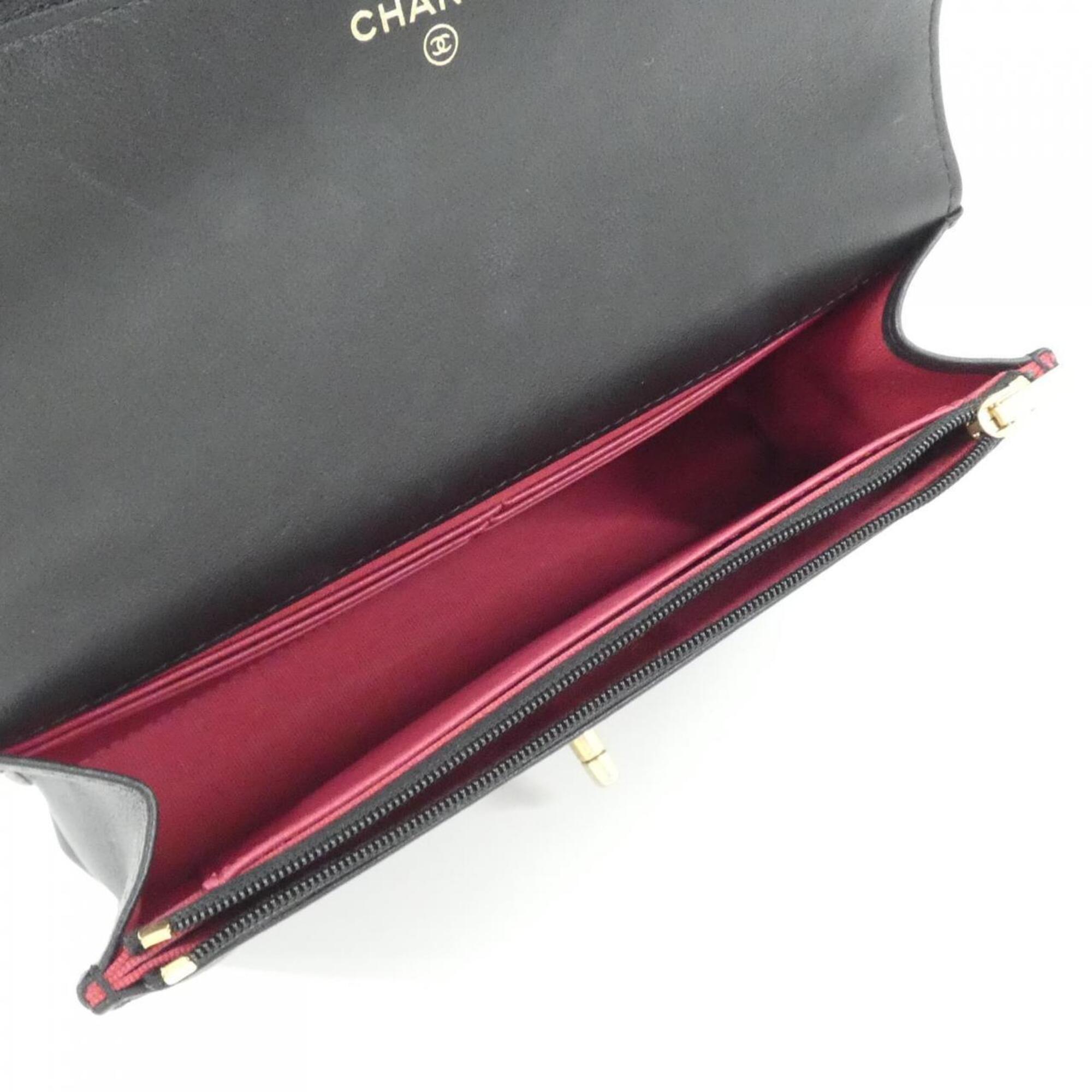 Chanel Black Leather Chain/Shoulder Wallet (Pre-Owned)