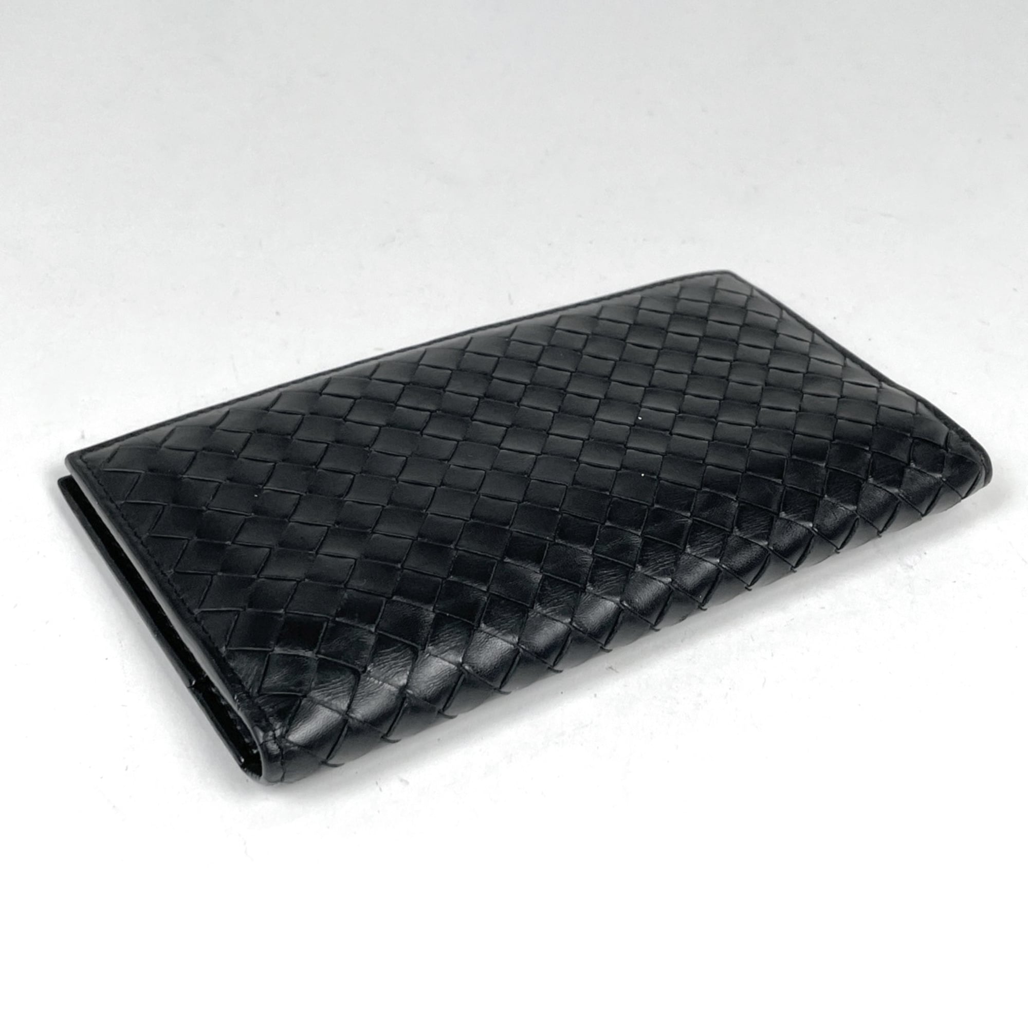 Bottega Veneta Black Intrecciato Long Wallet (Bi-Fold) (Pre-Owned)