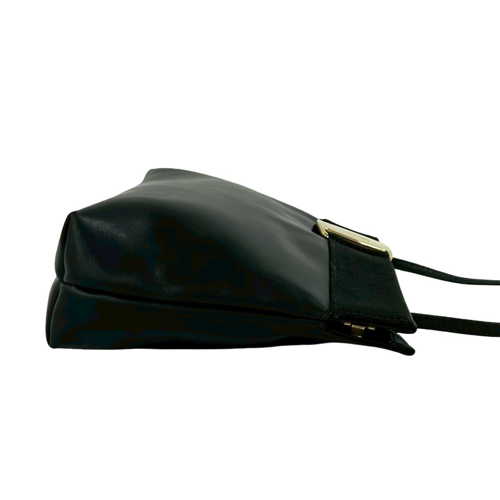 Salvatore Ferragamo Black Leather Pochette Shoulder Bag (Pre-Owned)