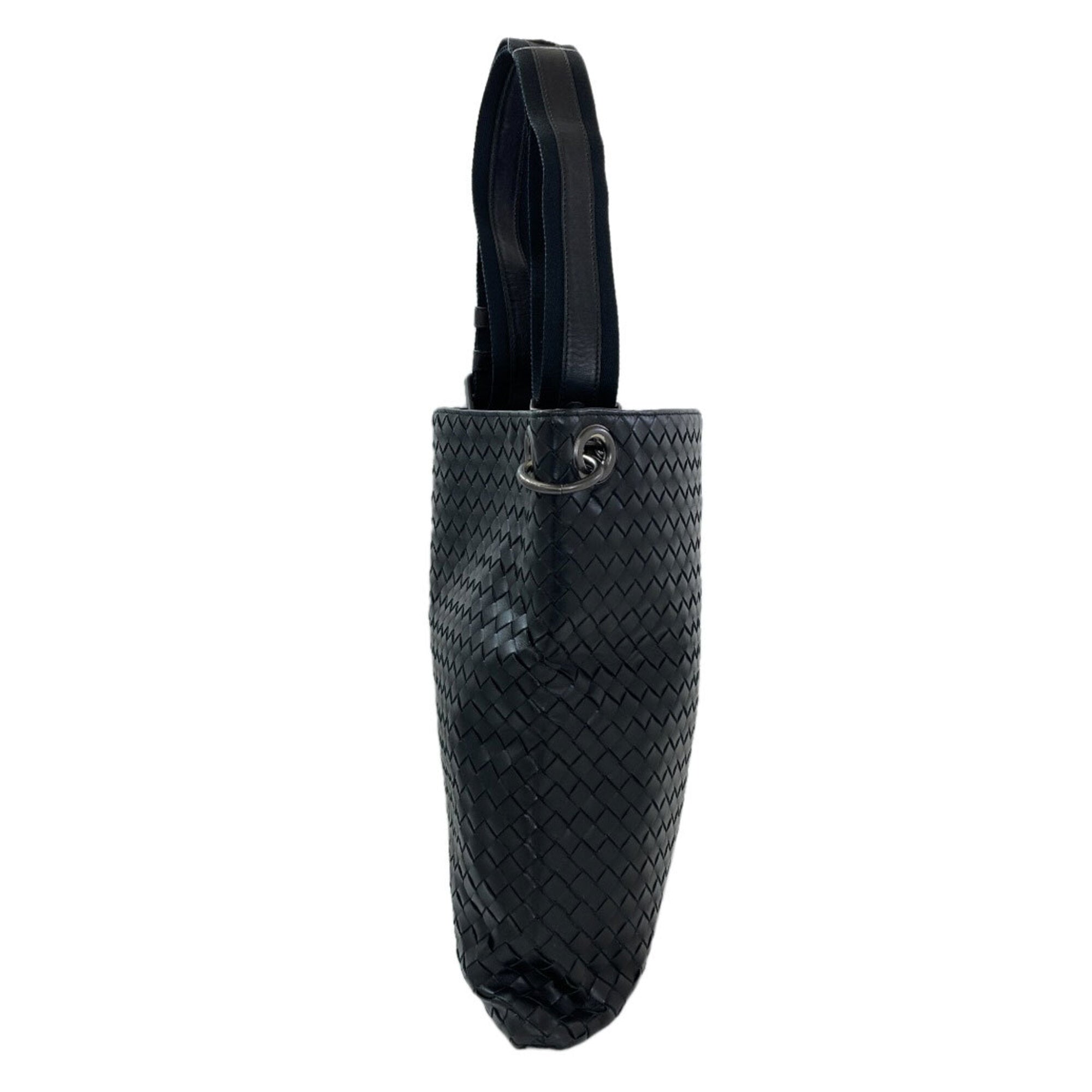 Bottega Veneta Intrecciato Black Leather Shoulder Bag (Pre-Owned)