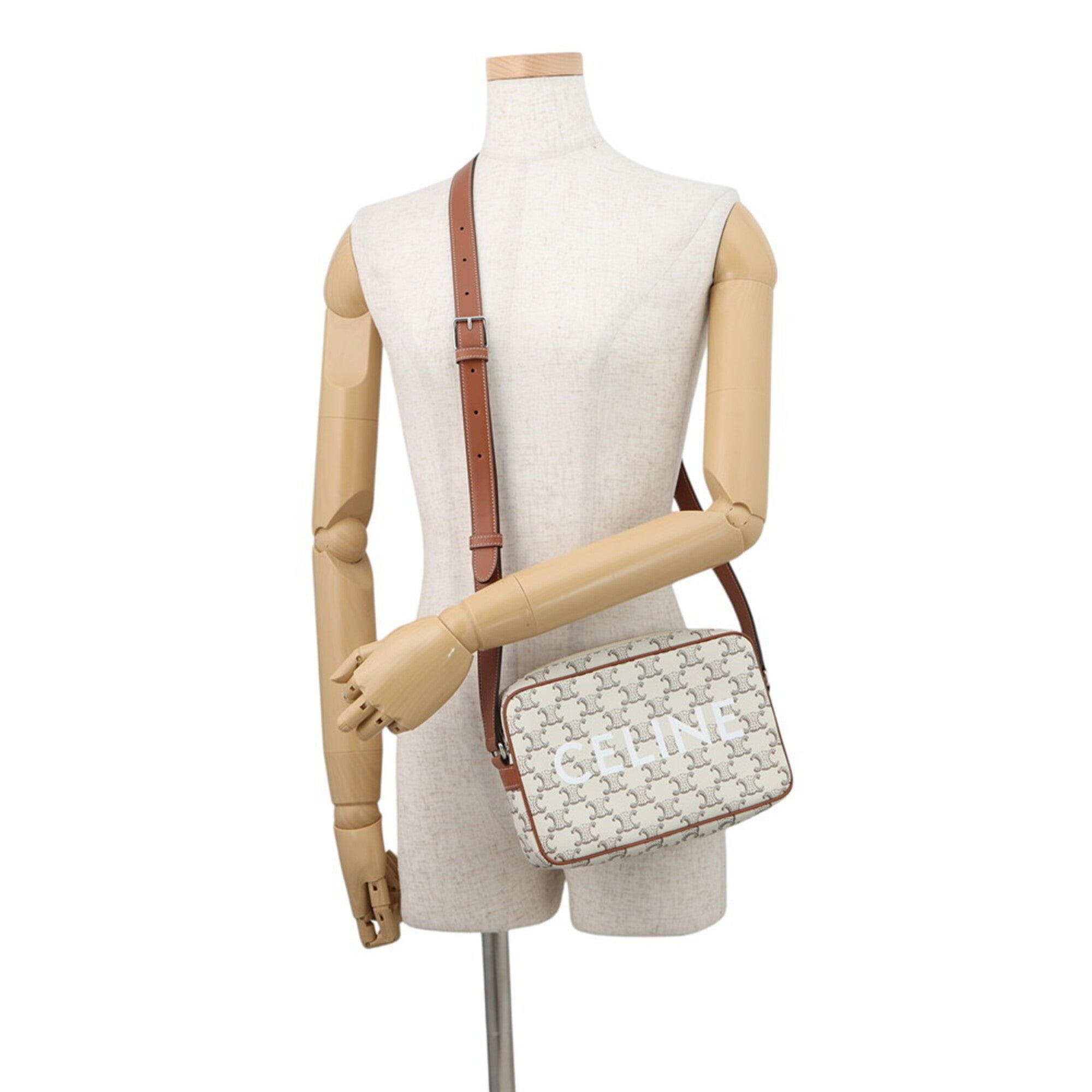 Celine Brown Ivory Pvc Leather Handbag Messenger Bag Shoulder Bag (Pre-Owned)