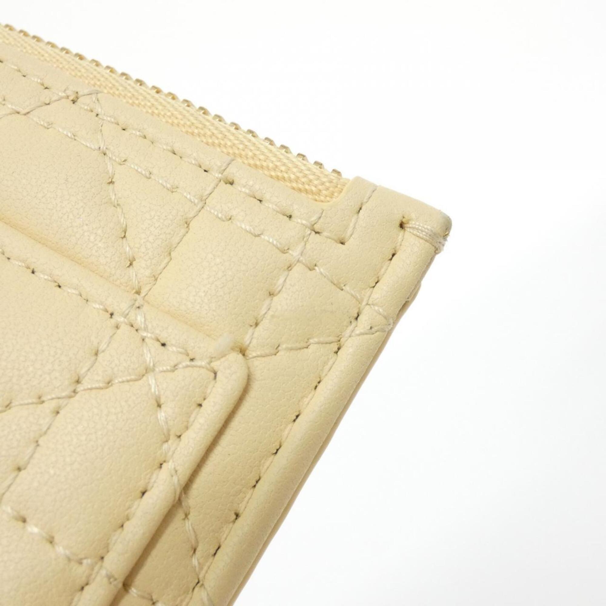 Christian Dior Pale Yellow Leather Coin Purse/Coin Case (Pre-Owned)