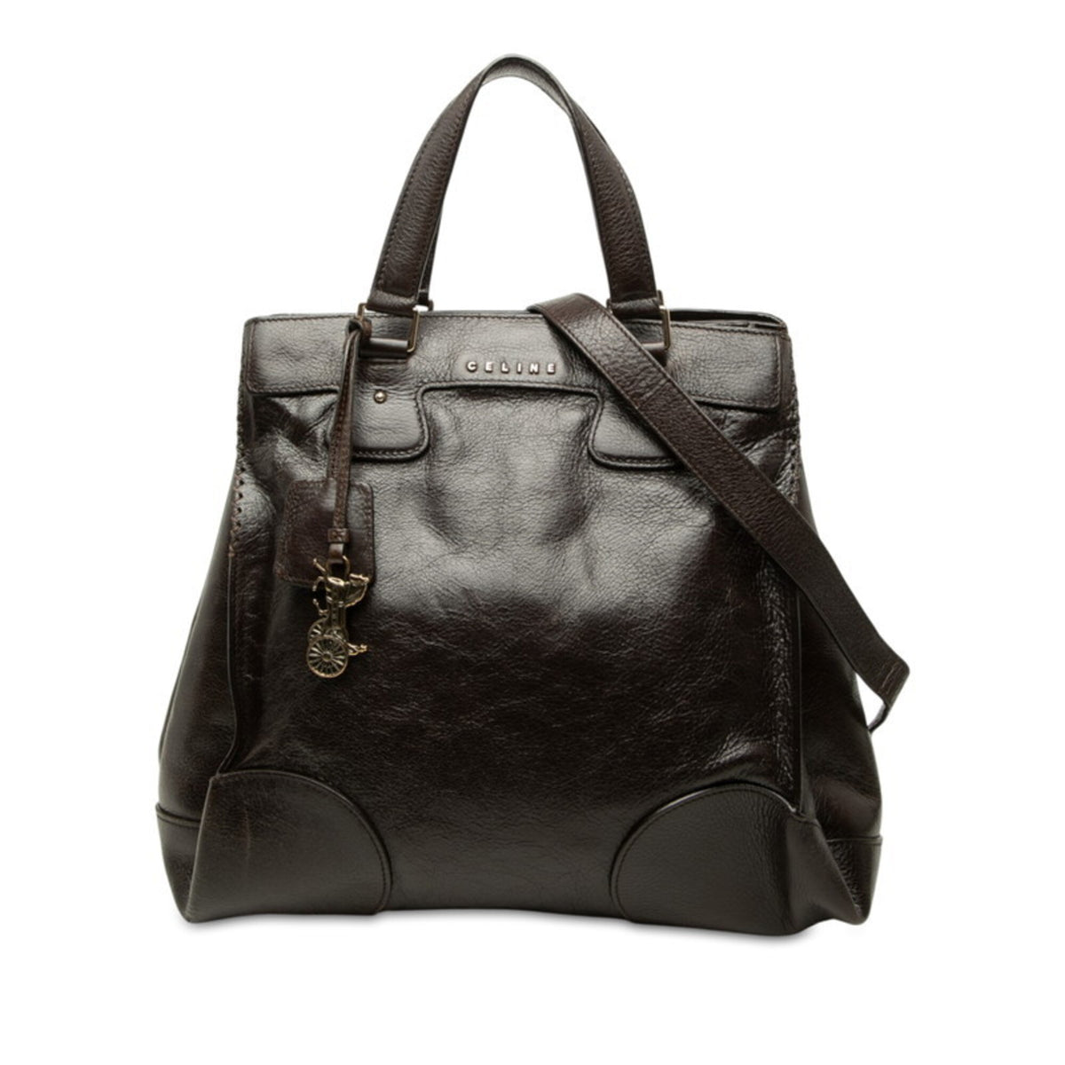 Celine Brown Leather Handbag Shoulder Bag (Pre-Owned)