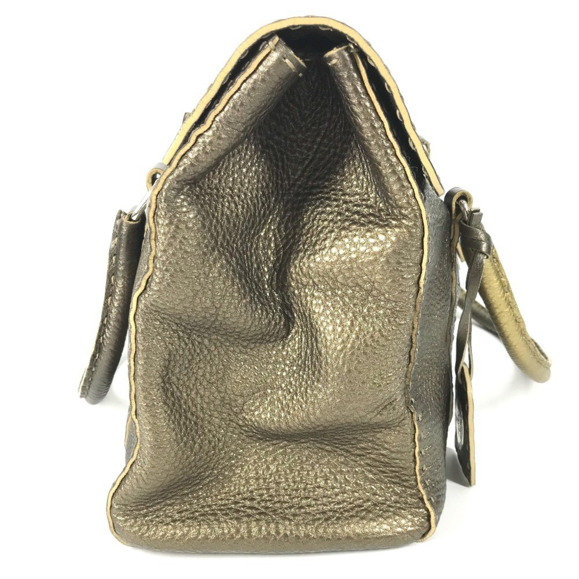Fendi Selleria Metallic Gold Leather Handbag Tote Bag (Pre-Owned)