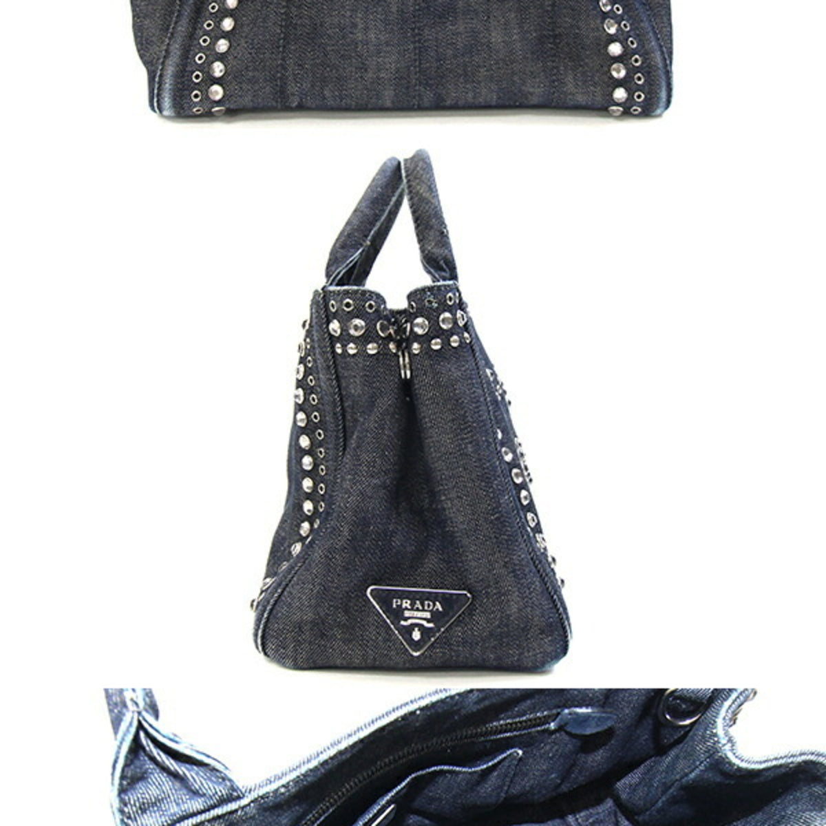 Prada Navy Denim Handbag Shoulder Bag (Pre-Owned)