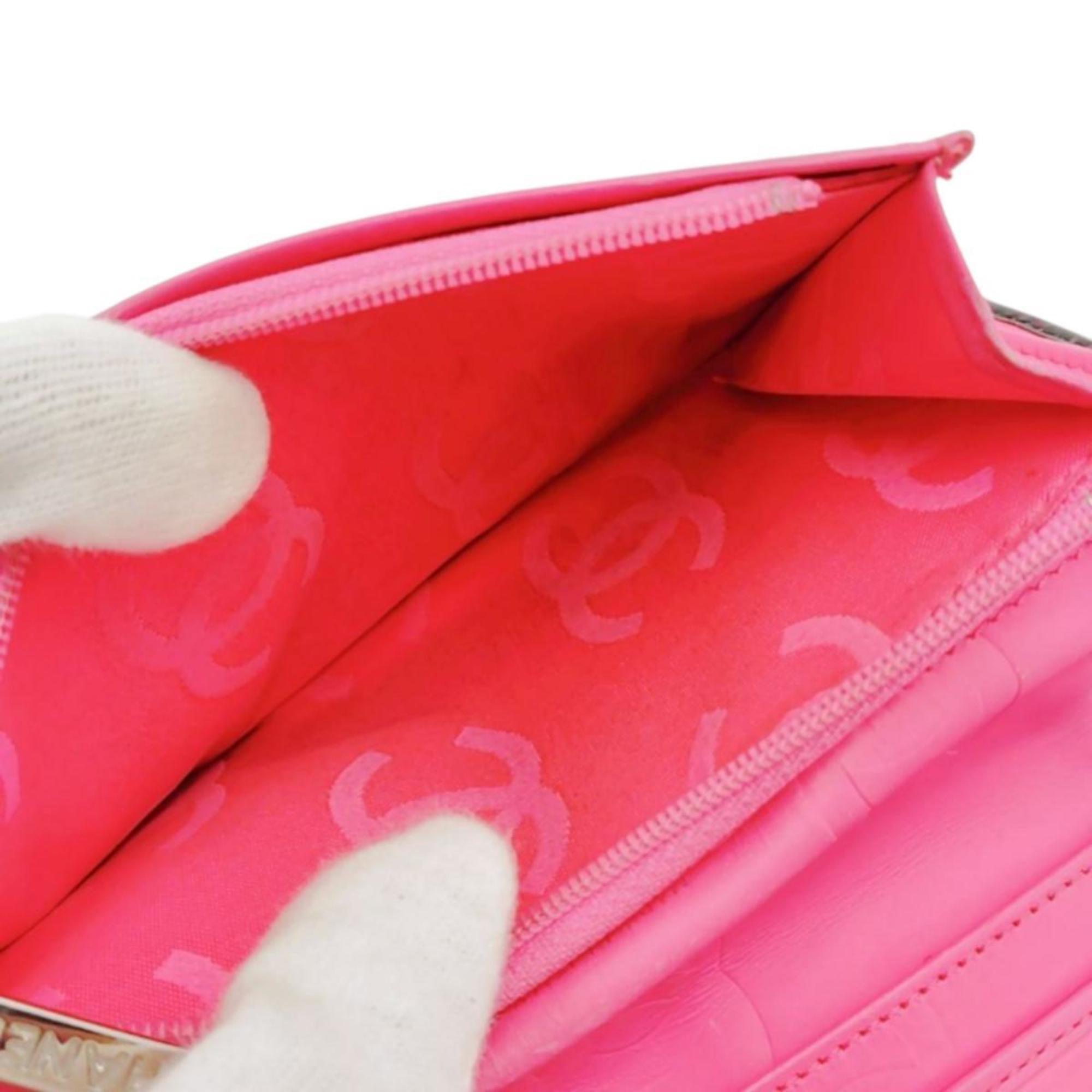 Chanel Black Pink Leather Long Wallet (Bi-Fold) (Pre-Owned)