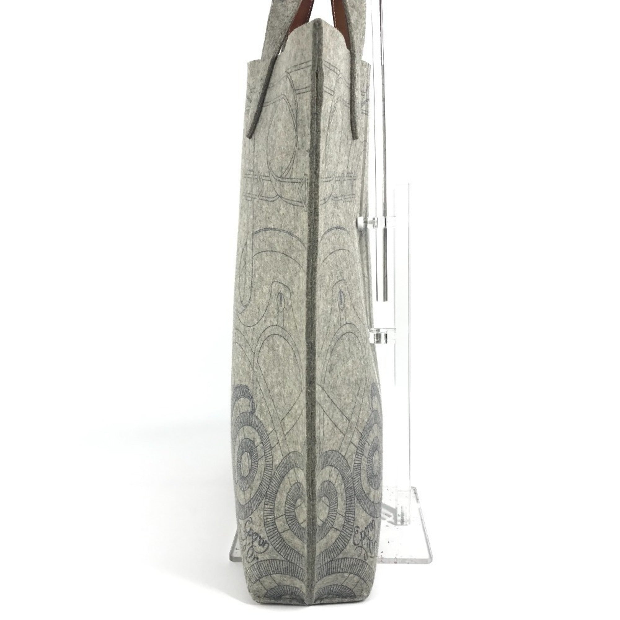 Hermes Karimi Brown Gray Felt Leather Shoulder Bag Tote Bag (Pre-Owned)