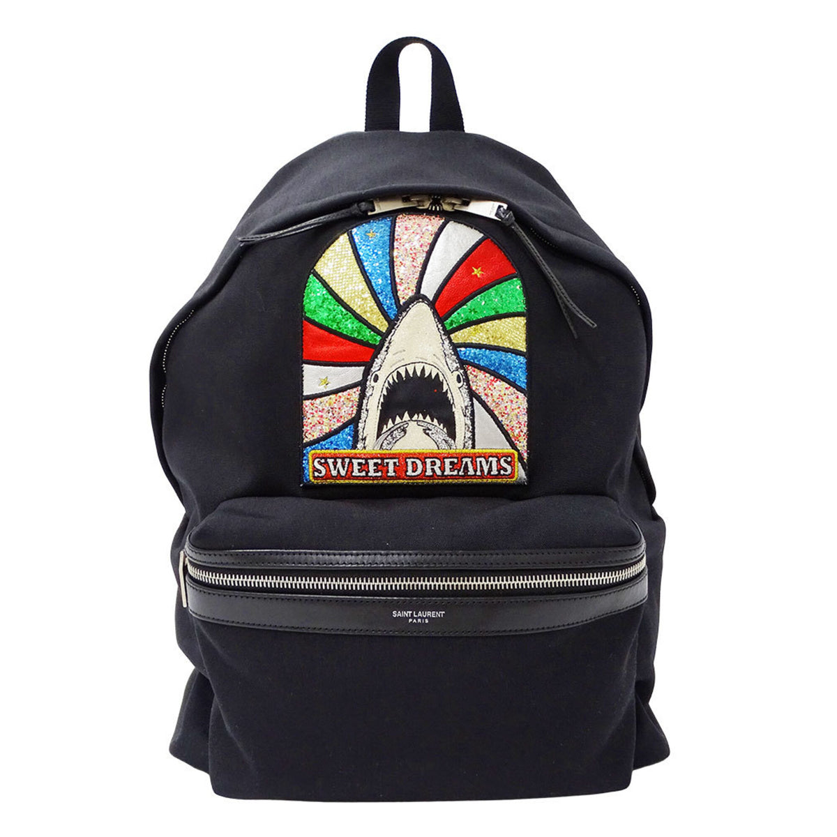 Saint Laurent Black Multi-Color Canvas Handbag (Pre-Owned)