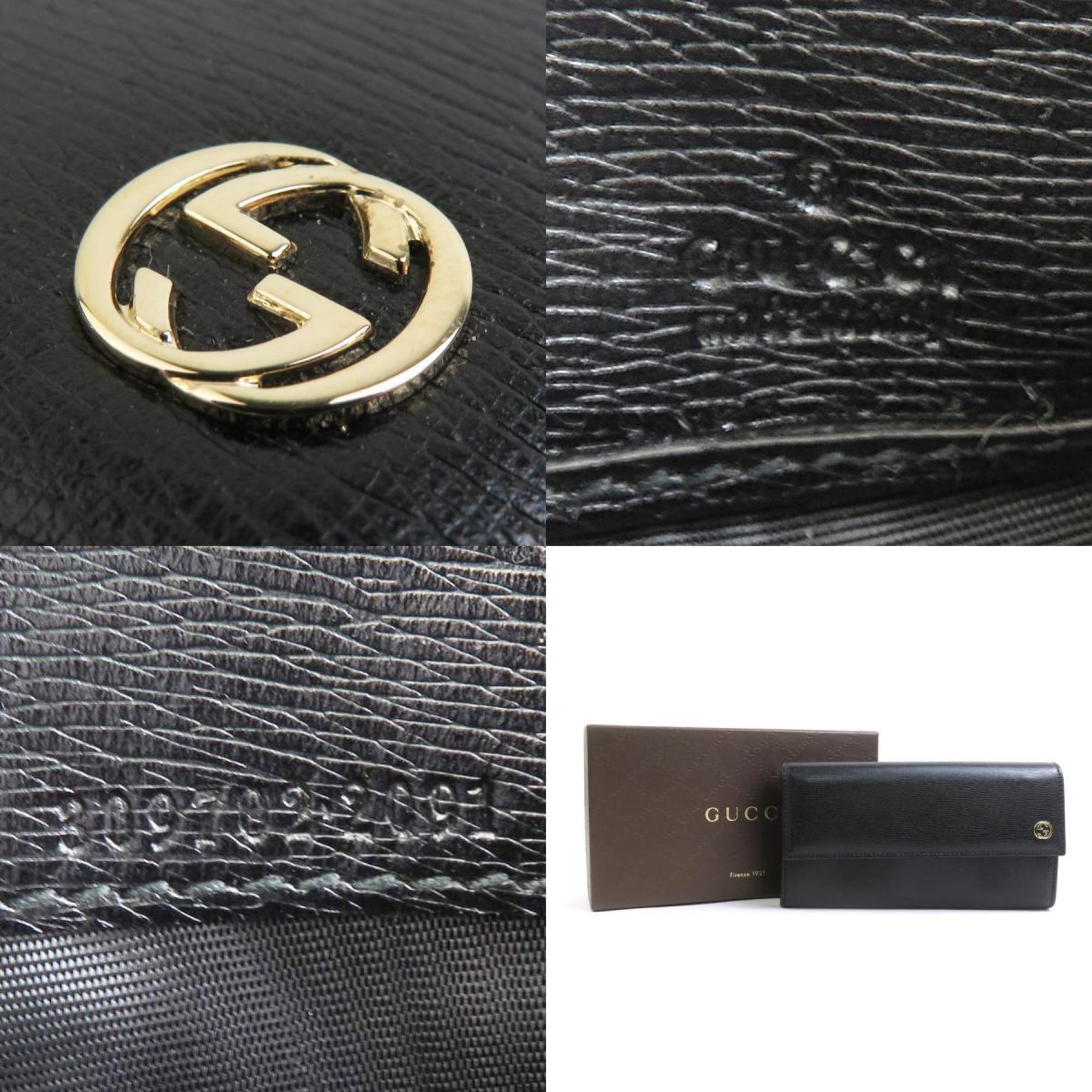 Gucci Black Leather Long Wallet (Bi-Fold) (Pre-Owned)