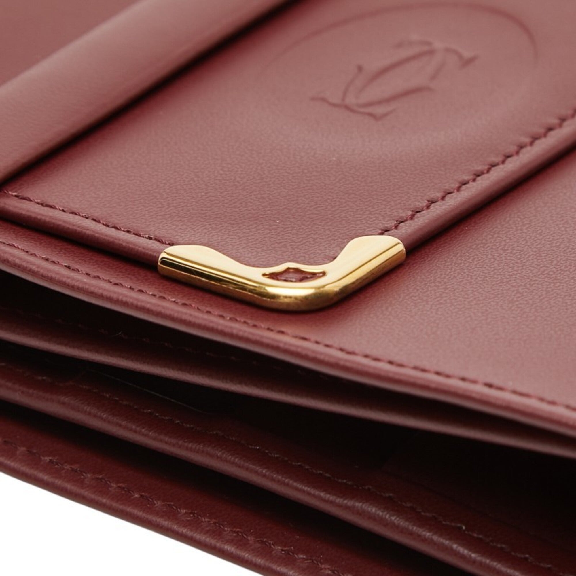 Cartier Bordeaux Wine Red Leather Wallet (Bi-Fold) (Pre-Owned)