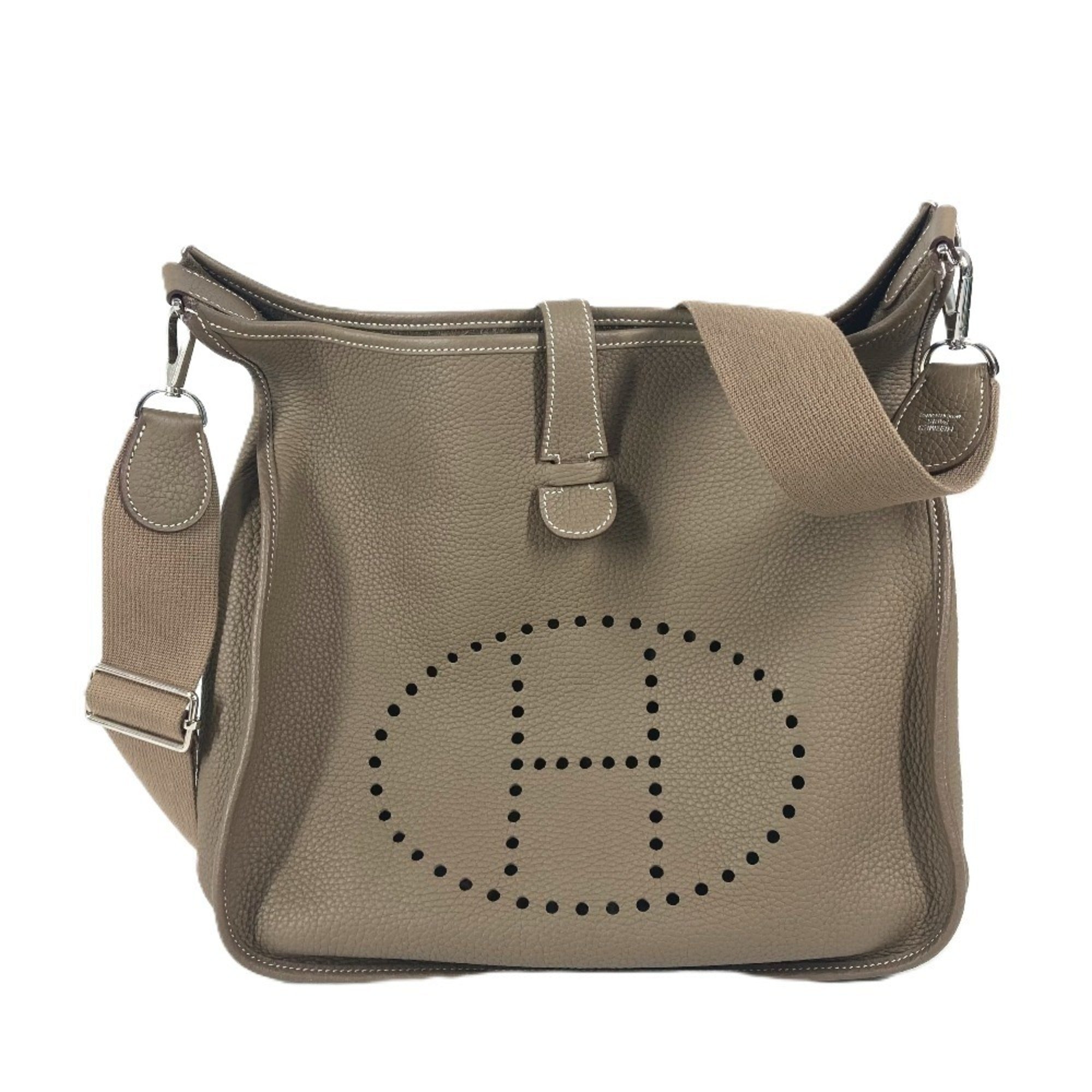 Hermes Beige Etoupe Gray Taurillon Clemence Leather Shoulder Bag (Pre-Owned)