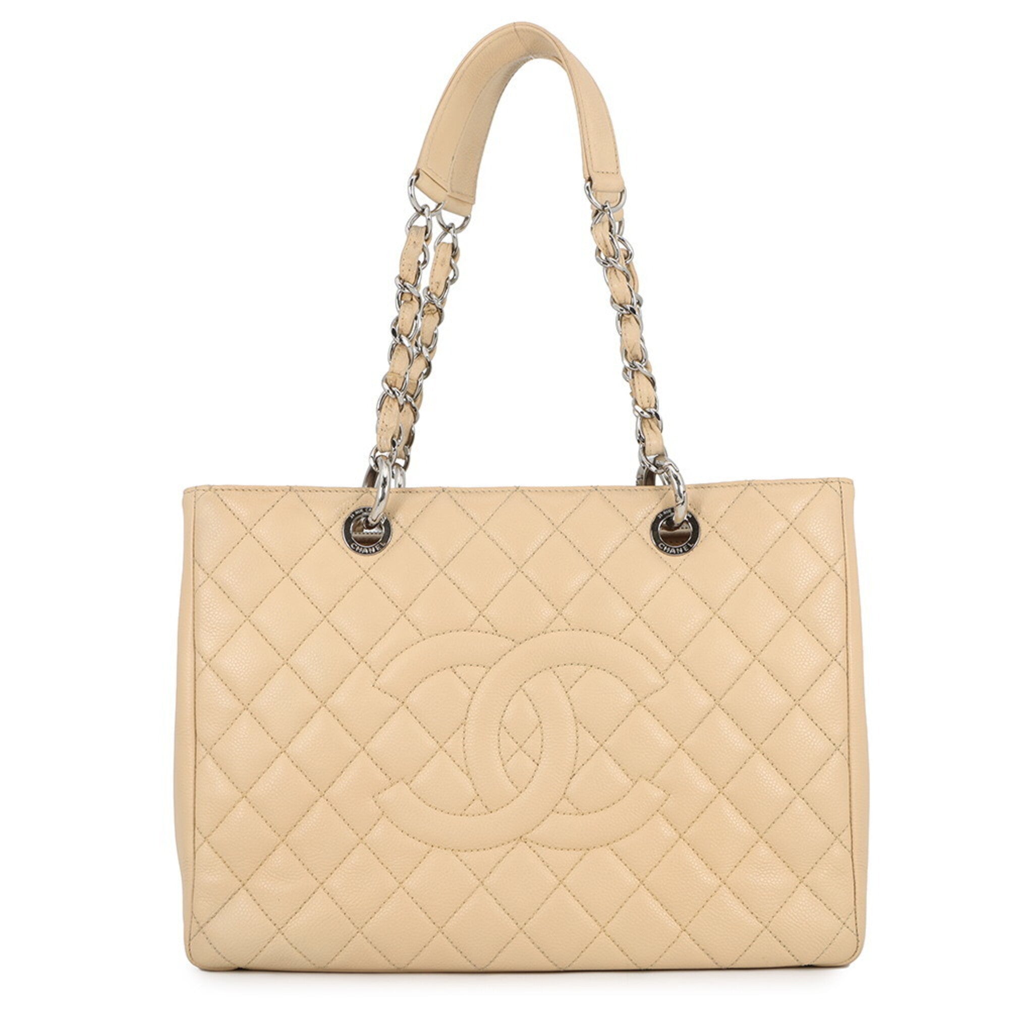 Chanel Beige Grained Calfskin Handbag (Pre-Owned)